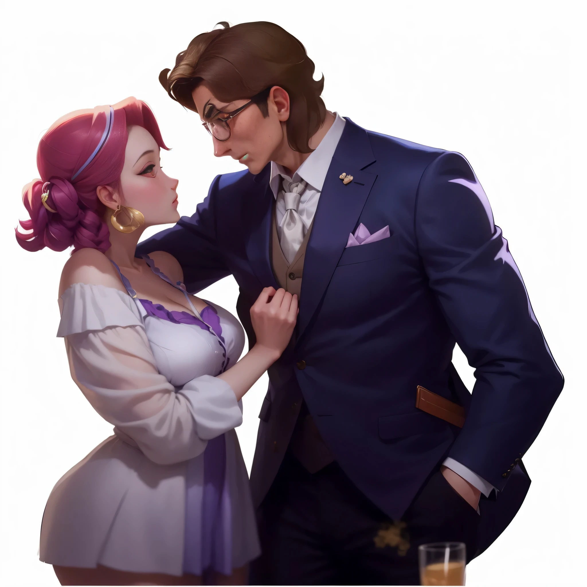 There is a man and a woman standing side by side, widowmaker's former lover, Saki Michonne and Frank Franzetta, high resolution committee, Ben Meyer and Saki Michon, Ajem and Louis van Baarle, artjem and genzoman, Raijitoma special attack, steam romance, official character art