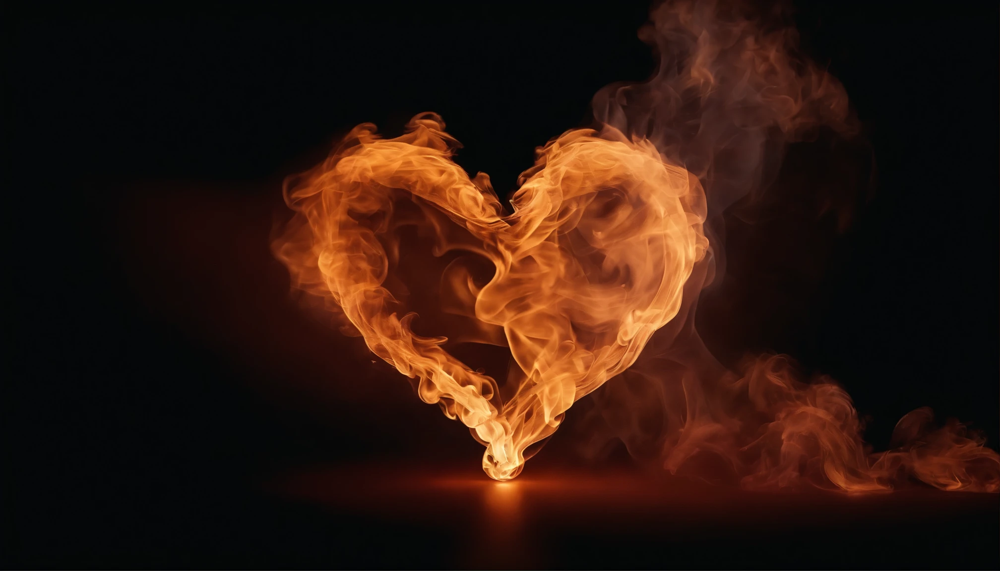 Black background, (smoke with heart shape)