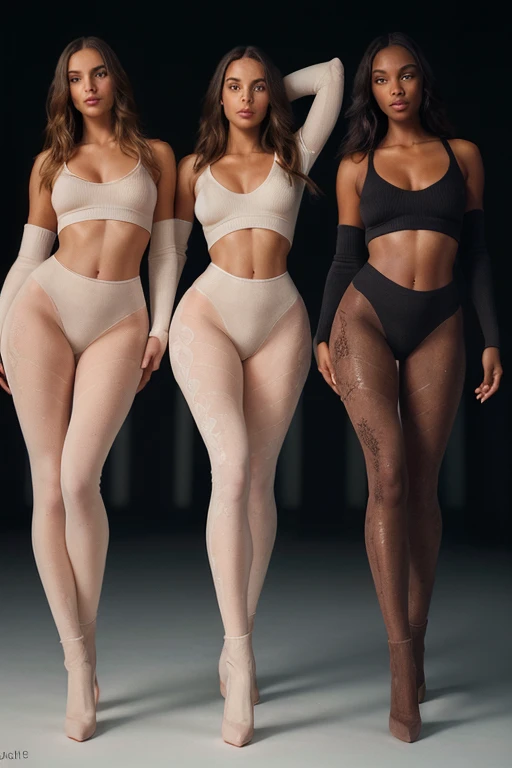 (Best quality, ultra-detailed: 1.5), AR 1:1, Woman trio, Stunning figures, Exquisite hourglass shapes, Enchanting aura, radiant smiles, Elegant sweater leggings highlighting immense booties, (Smooth skin texture: 1.2), Close-up perspective, (Digital photography: 1), High contrast lighting, (photorealistic: 1.3), Sensuous curves, Voluptuous hips, (Full body shot: 1), Entrancing beauty, Provocative poses, Alluring allure, (Shallow depth of field: 0.8), Sexy and sed