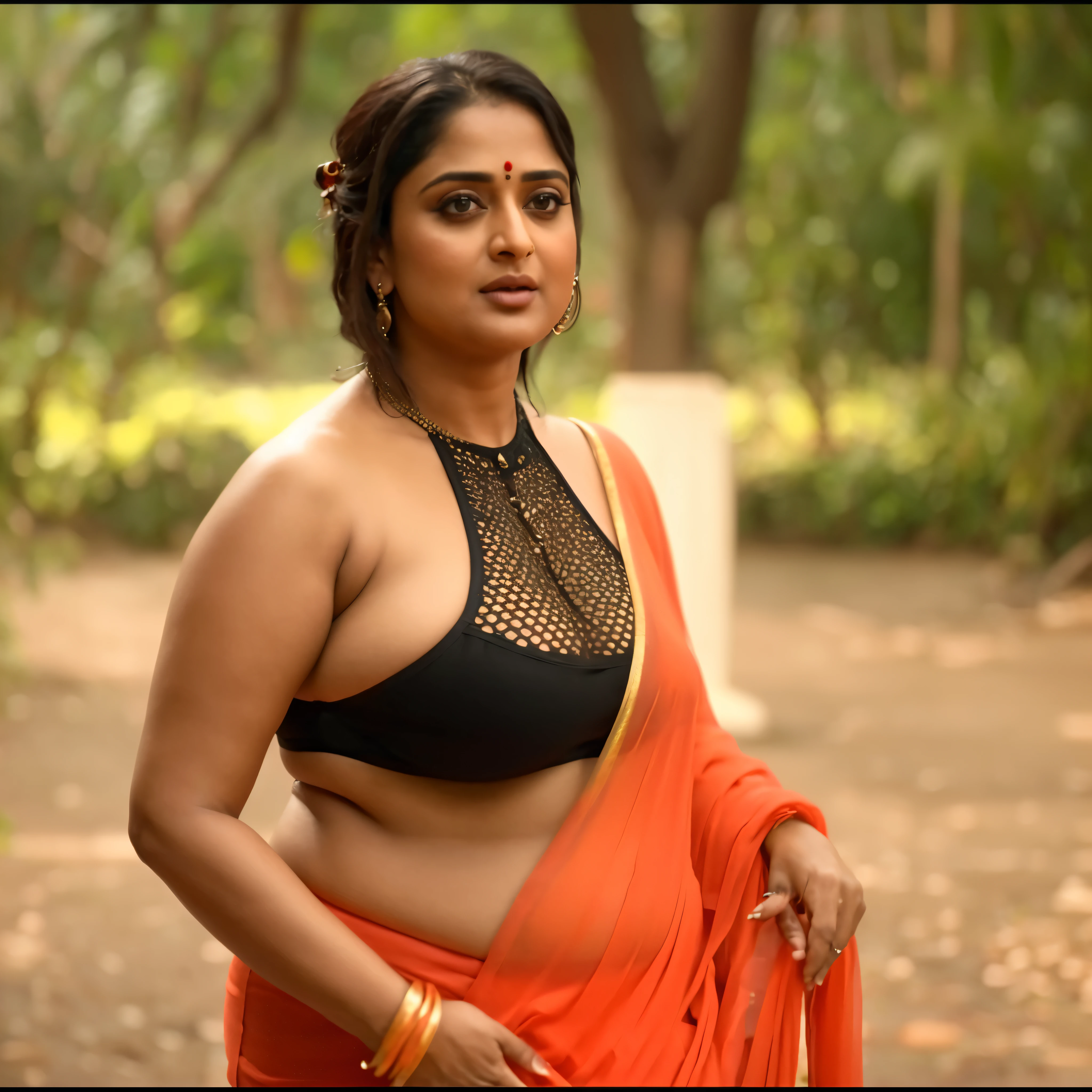 50yo mature MILF Anushka Shetty,((best quality)), ((masterpiece)), ((realistic)), sweat, alluring figure,  bulging figure, thick charming lady, curvy, thick navel, beautiful thick belly, full figured woman, eye kajal, massive breast, full body, styled hair, pierced eyes, female face,royal aura, trend on artstation , sharp focus, studio photo, intricate detail, very detailed, detailed eye, illustration, very detailed, sharp focus, digital render, professional, 4k