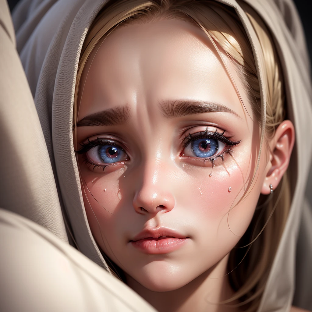 (best quality, ultra-detailed, photo-realistic:1.37), portraits, the face of an elderly old woman with tears in her eyes, extremely detailed eyes and face, beautiful detailed eyes, beautiful detailed lips, wrinkles on her forehead and around her eyes, sorrowful expression, soft lighting, realistic skin texture, delicate eyelashes, white-gray hair, emotion-filled, heavy emotions, strong facial emotions, depth of emotions, genuine tears, vulnerable expression, subtle yet visible tears, genuine sadness, aged and wise, facial lines, life experiences, wisdom, inner turmoil, tender and delicate features