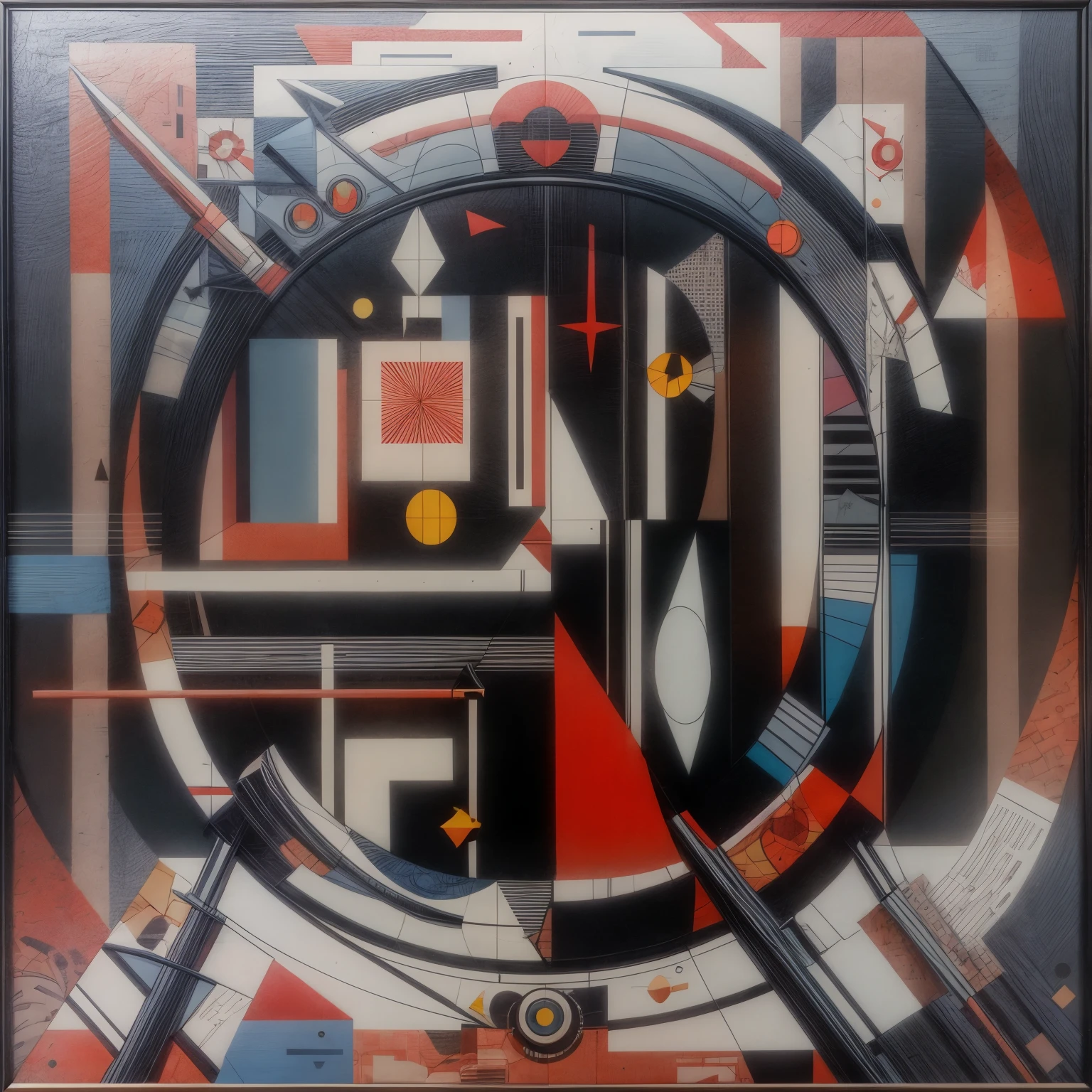 red painting, black and blue abstract painting in black frame, inspired by El Lissitzky, based on Vasily Maksimov, &#39;untitled 9&#39;, inspired by János Nagy Balogh, cut paper collage, inspired by Kurt Schwitters, Geometric abstraction, Bauhaus painting, inspired by Louise Nevelson