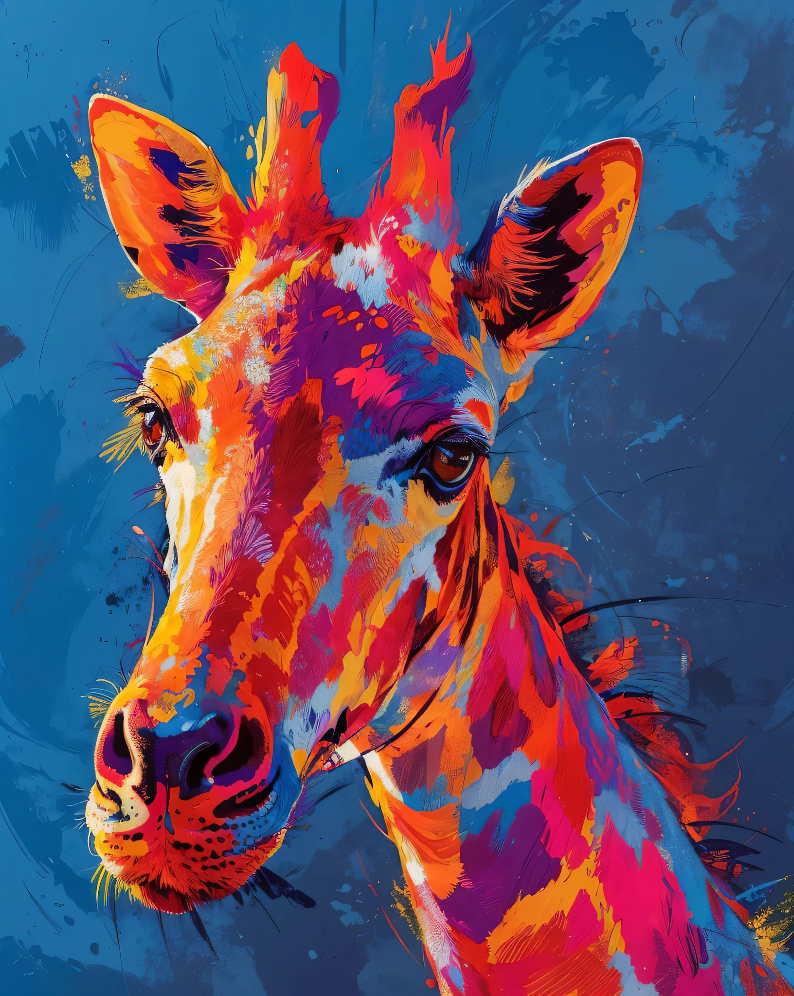 (best quality, masterpiece, ultra-detailed, highres, realistic:1.37), Animal abstract color, elaborate details, clean and sharp lines, perfect illustration, colorful