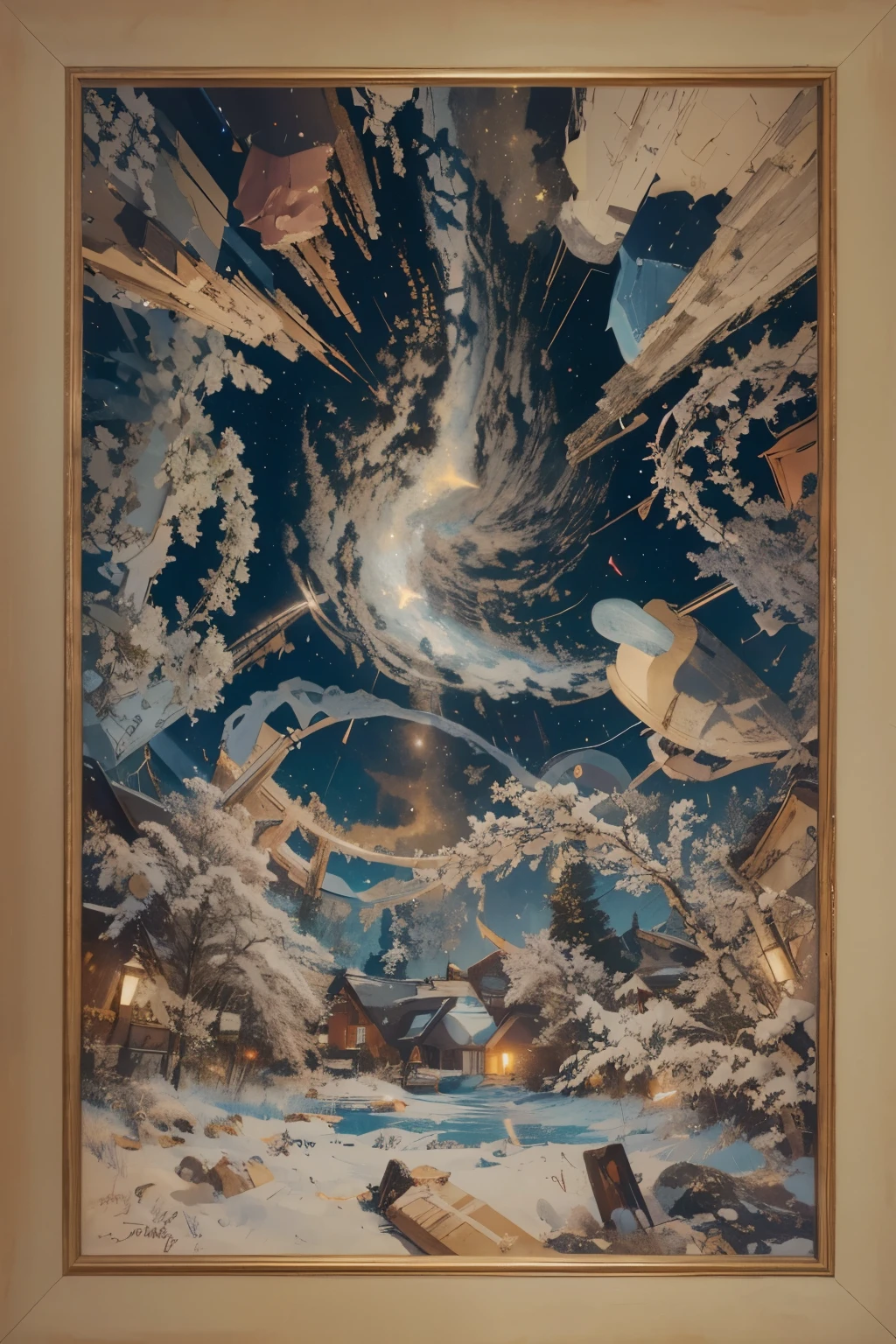 Painting, Star, night Sky, starry sky, frame.