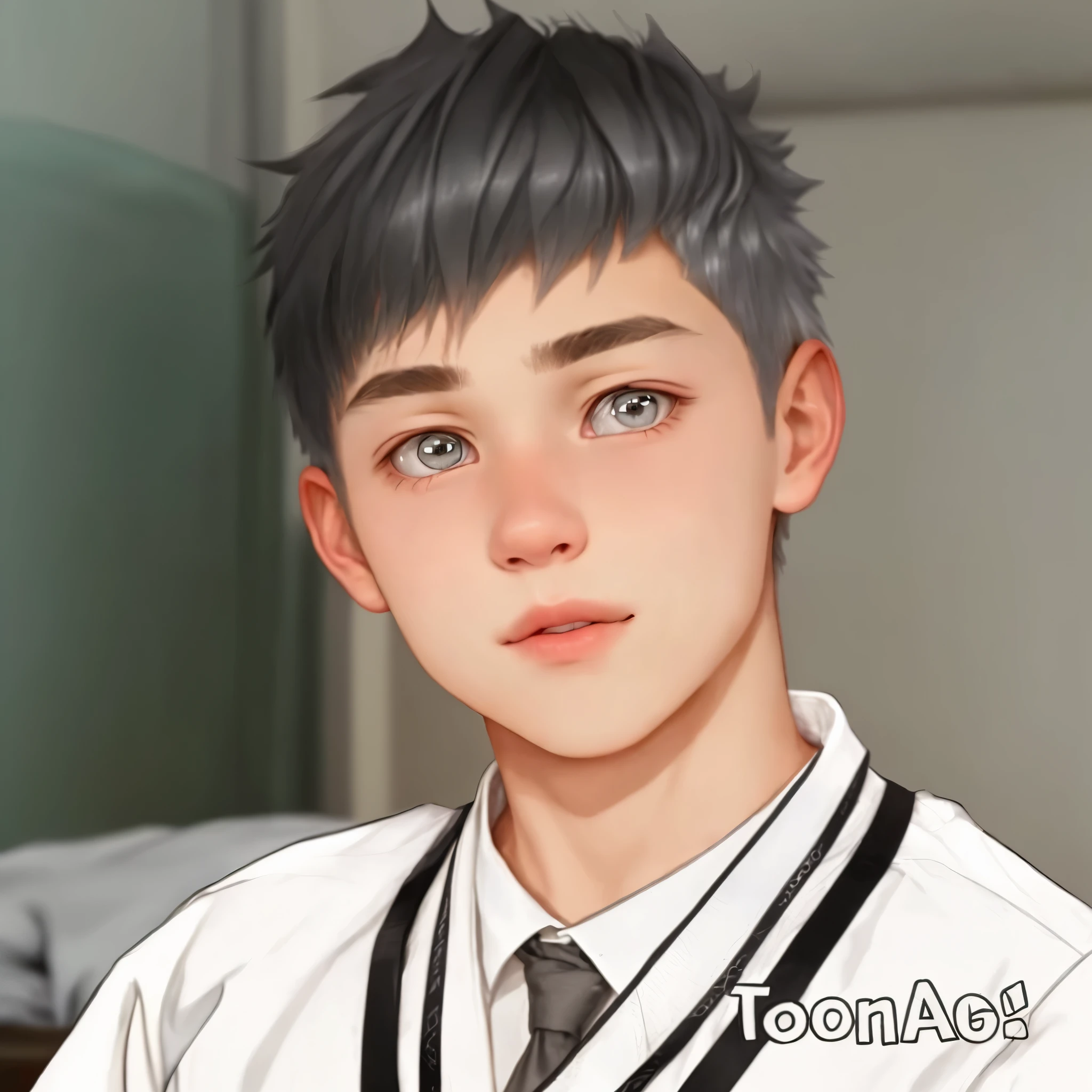 cute boy silver hair gray eyes