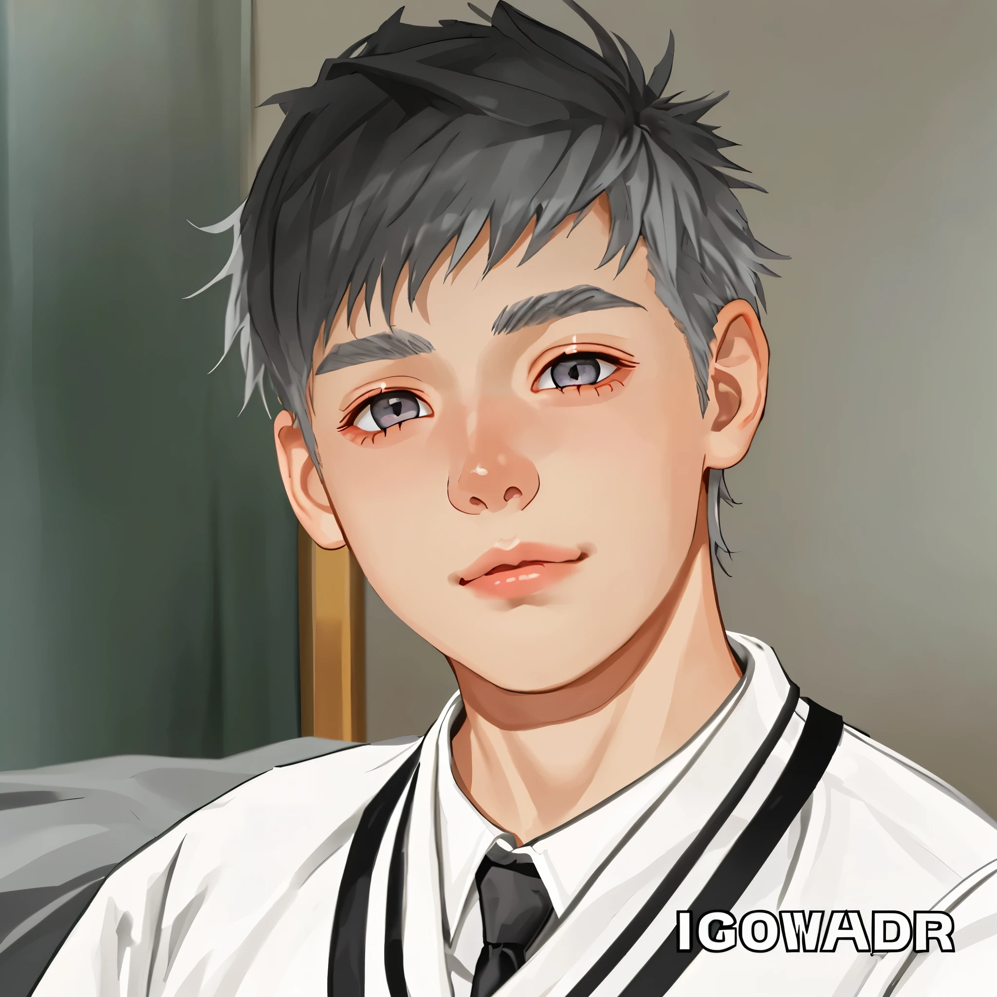 cute 16 year old boy silver hair gray eyes