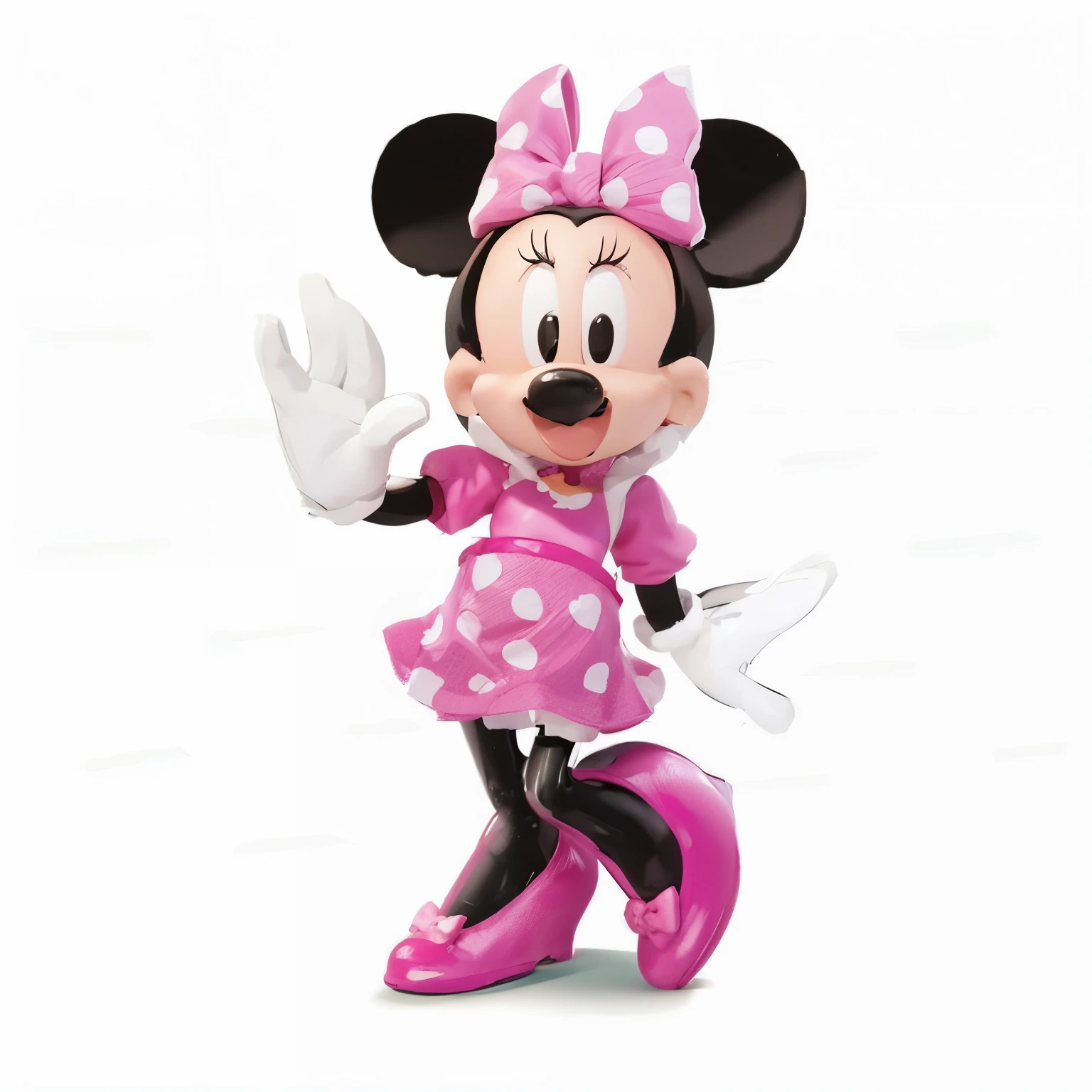 Minnie Mouse style 3D cartoon dressed in a pink bikini with a beautiful smile, on a white background.