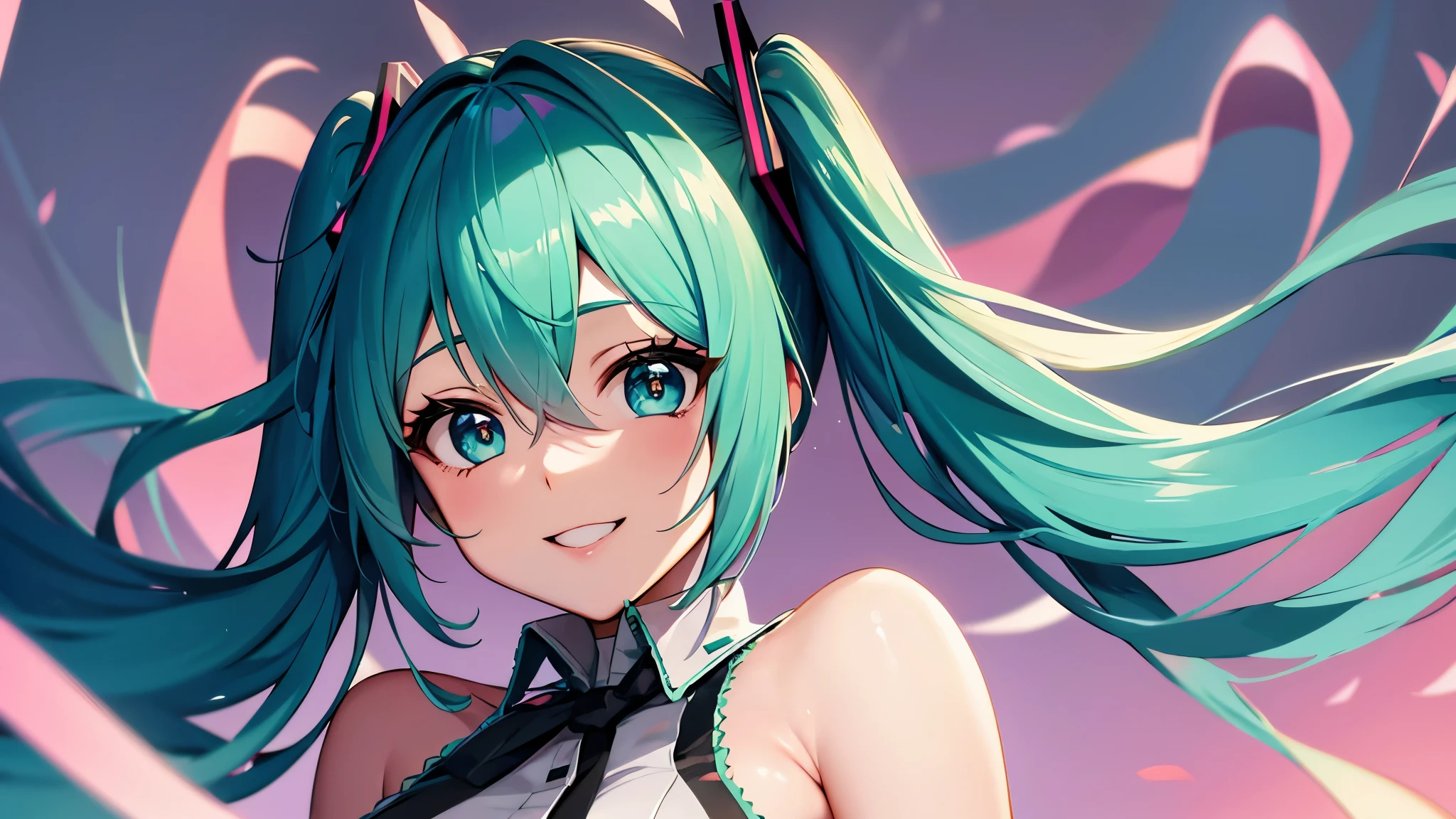 anime character、Hatsune Miku、Expressing gratitude、smile