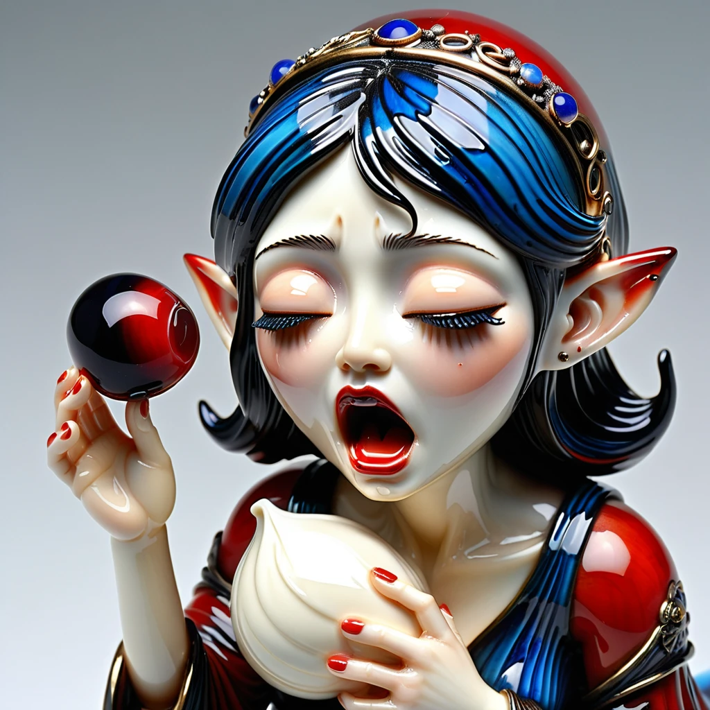giantess artwork、Woman&#39;s face、Close-up of the mouth、Inside of mouth is visible、Teeth are visible、Sticking out tongue、Licking a little person、Giant girl illustration
