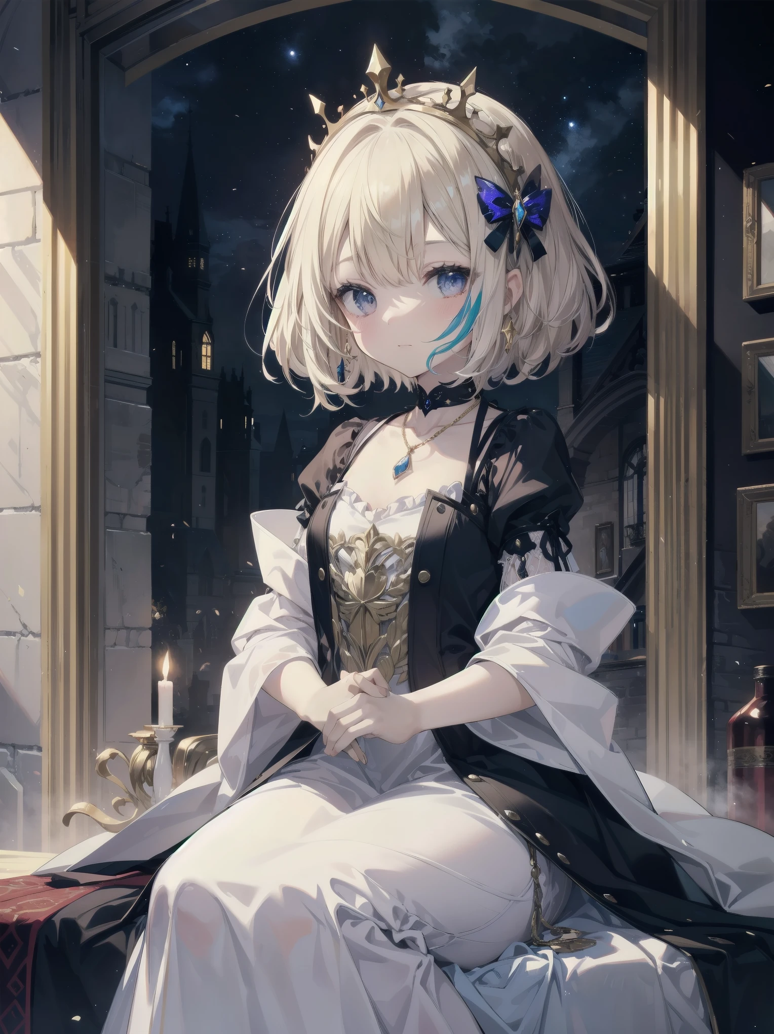 A scene that combines childhood dreams of princesses and medieval European fashions. This fantastic scene features a young girl with long, luxurious blonde hair. The dress she wears combines the aristocratic elegance of medieval Europe with the daintiness of the princess she admired as a . The dress is knee-length and gently hugs the body, with many frills and fine lace embellishments. The sleeves, in particular, are full and tighten at the wrists, evoking the opulence of the Middle Ages. The dress is a dreamy pastel color, a mixture of pale pinks and lavenders, with shiny gold thread embroidery over it. She wears a small crown on her head and a necklace encrusted with tiny jewels, the kind favored by the children of medieval nobility. This attire is both pretty and elegant, as if it were the realization of a longing and a child's dream. The surrounding landscape is reminiscent of a fantastic medieval European garden, with colorful flowers and shining light particles decorating the space, creating an even more magical atmosphere. The girl is ready to begin weaving her own story in this dreamlike world.

Translated with DeepL.com (free version)