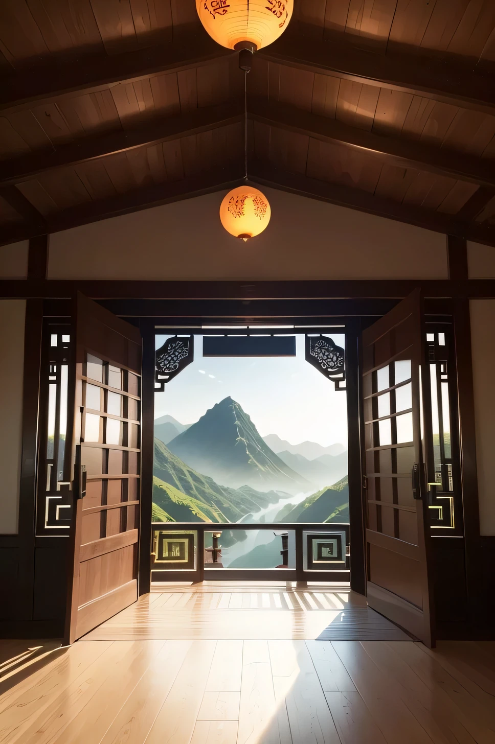 The main feature of this picture is a huge Bagua diagram，Mountain view as background, Rivers and Taoist Temples。middle of Bagua picture，The balance between yin and yang, The sea and sky in black and white are clear and vivid.。The two shapes in the picture，Represents Yin and Yang，they rotate in and out，form a perfect circle，mutual attraction and repulsion，show to the world。 Behind the Bagua Picture，The landscapes and Taoist temples are picturesque and poetic。Outline mountains and green areas，gurgling water，and all Taoist temples depicted，As mysterious and quiet as a temple in the morning light。Taoist temple located on the mountainside，structure luminescence，Very rich meaning。It blends in with the surrounding nature，Both。 The overall tone of this illustration is simple and gentle，Even color distribution，It creates an atmosphere of tranquility and mystery。Skillful brushwork depicts the details and natural beauty of the scene，Make the whole scene full of life。