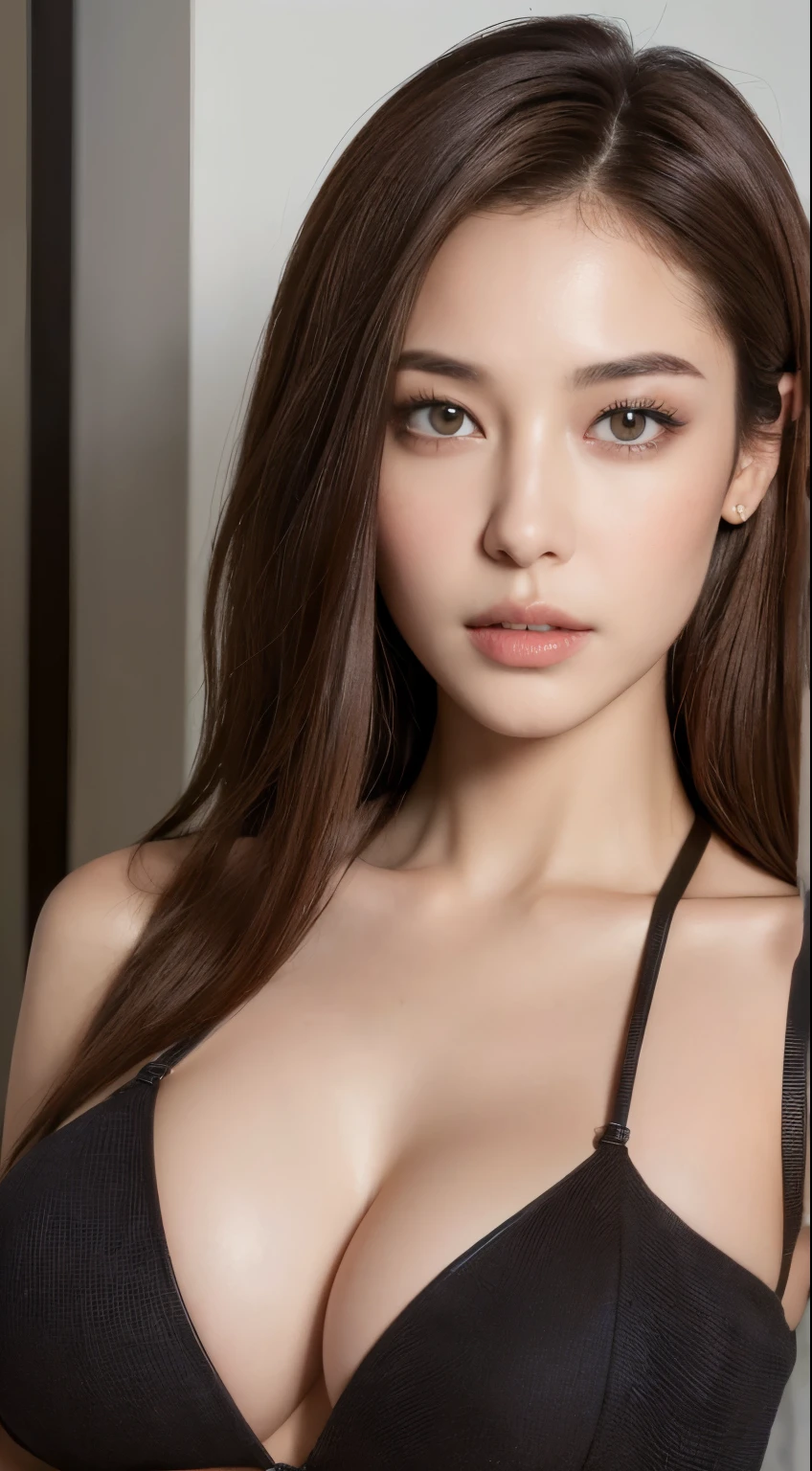 ((highest quality, 8K, masterpiece: 1.3)), sharp focus: 1.2, perfect body shape: 1.4, thin abs: 1.2, ((dark brown hair, huge breasts: 1.4)), dress, Jean: 1.1), city: 1.2, Highly detailed face and skin texture, fine eyes, double eyelid, 2 people