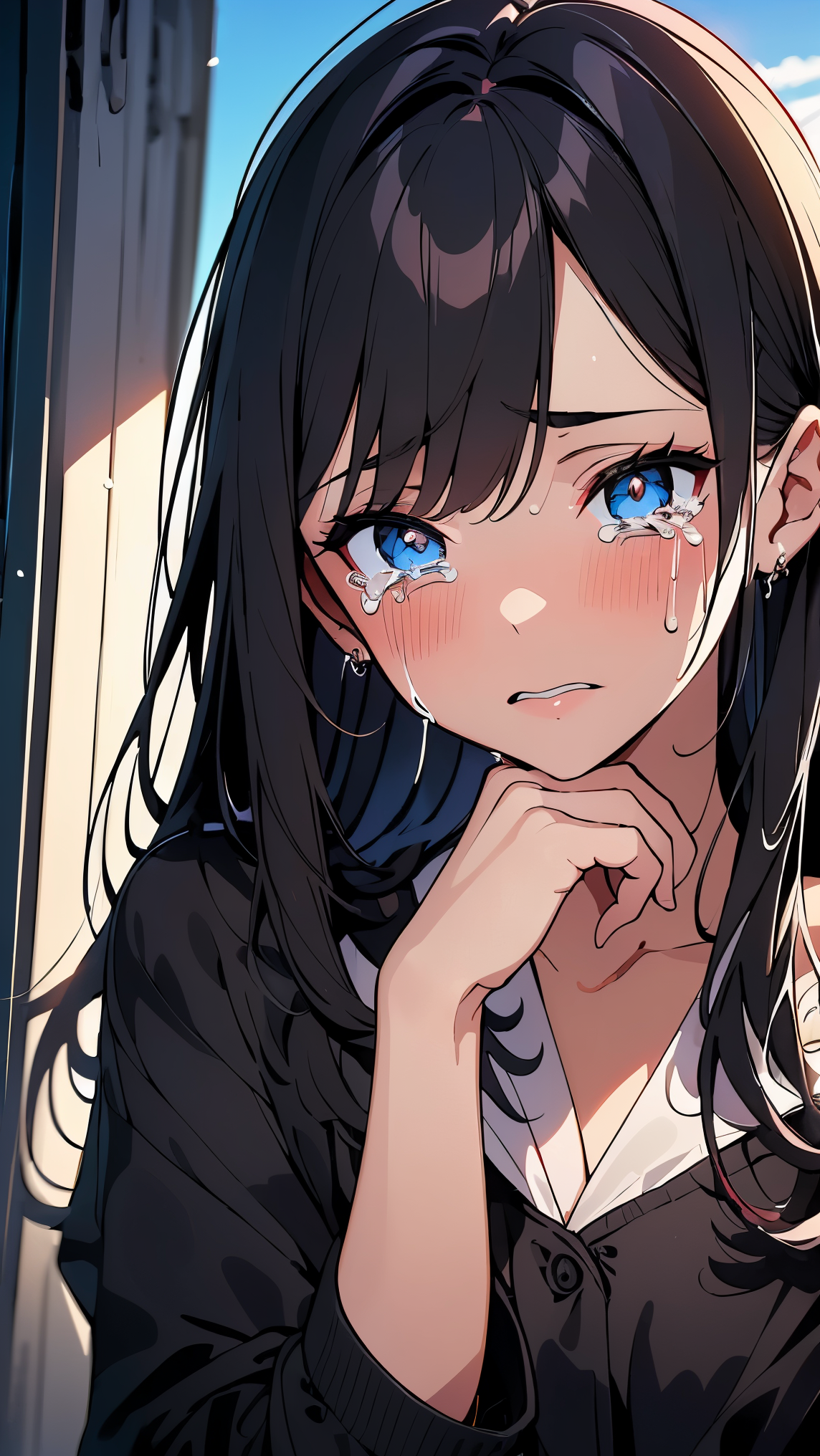 Crying girl 2D style illustration 哭泣女孩二次元风格插画 v1.0