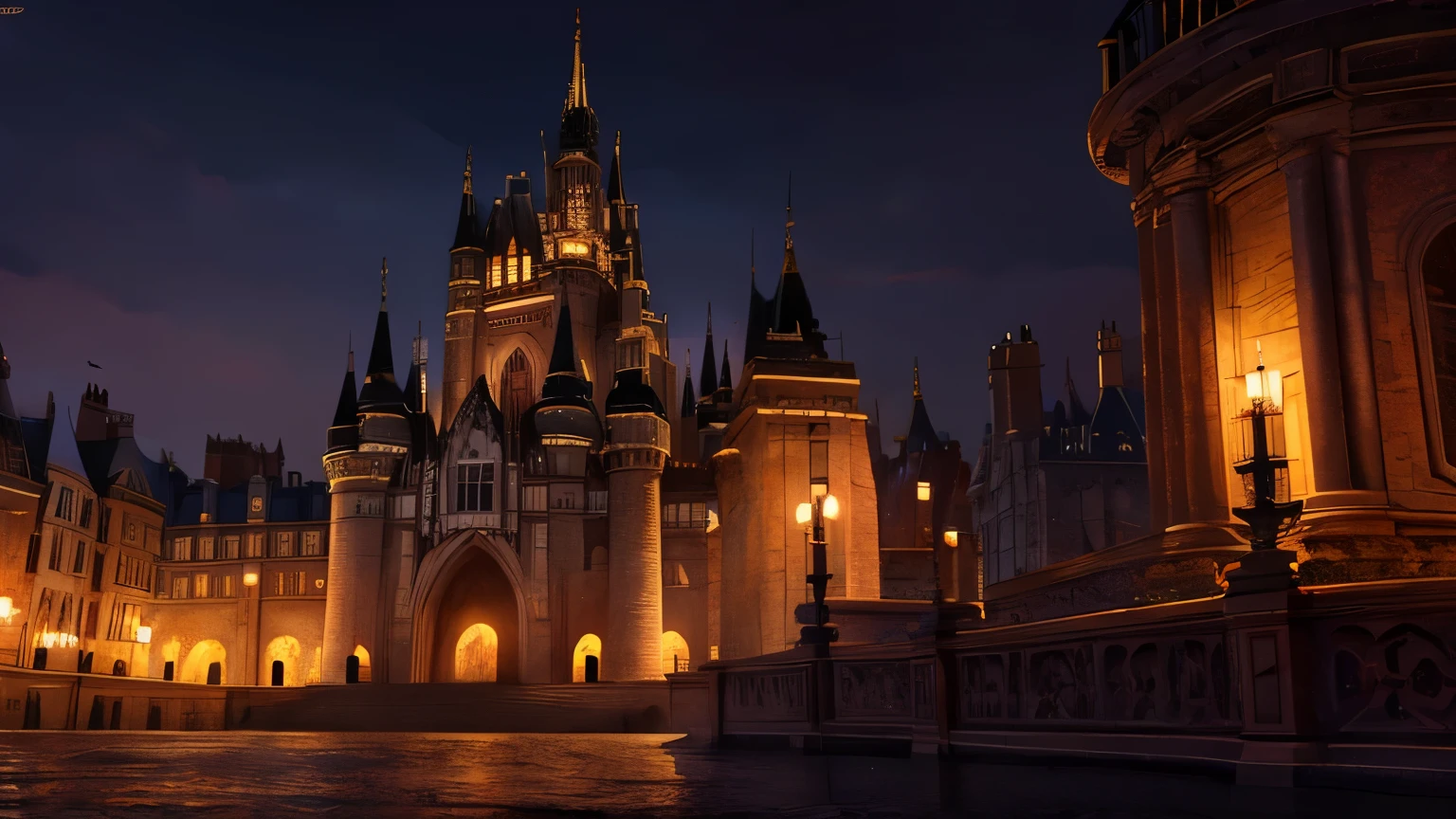 Dark, Romantic, Castle, Asthetic, Dark Fantasy, Dark Academia, Night, High details, HD, High Resolution, Masterpiece, 4K