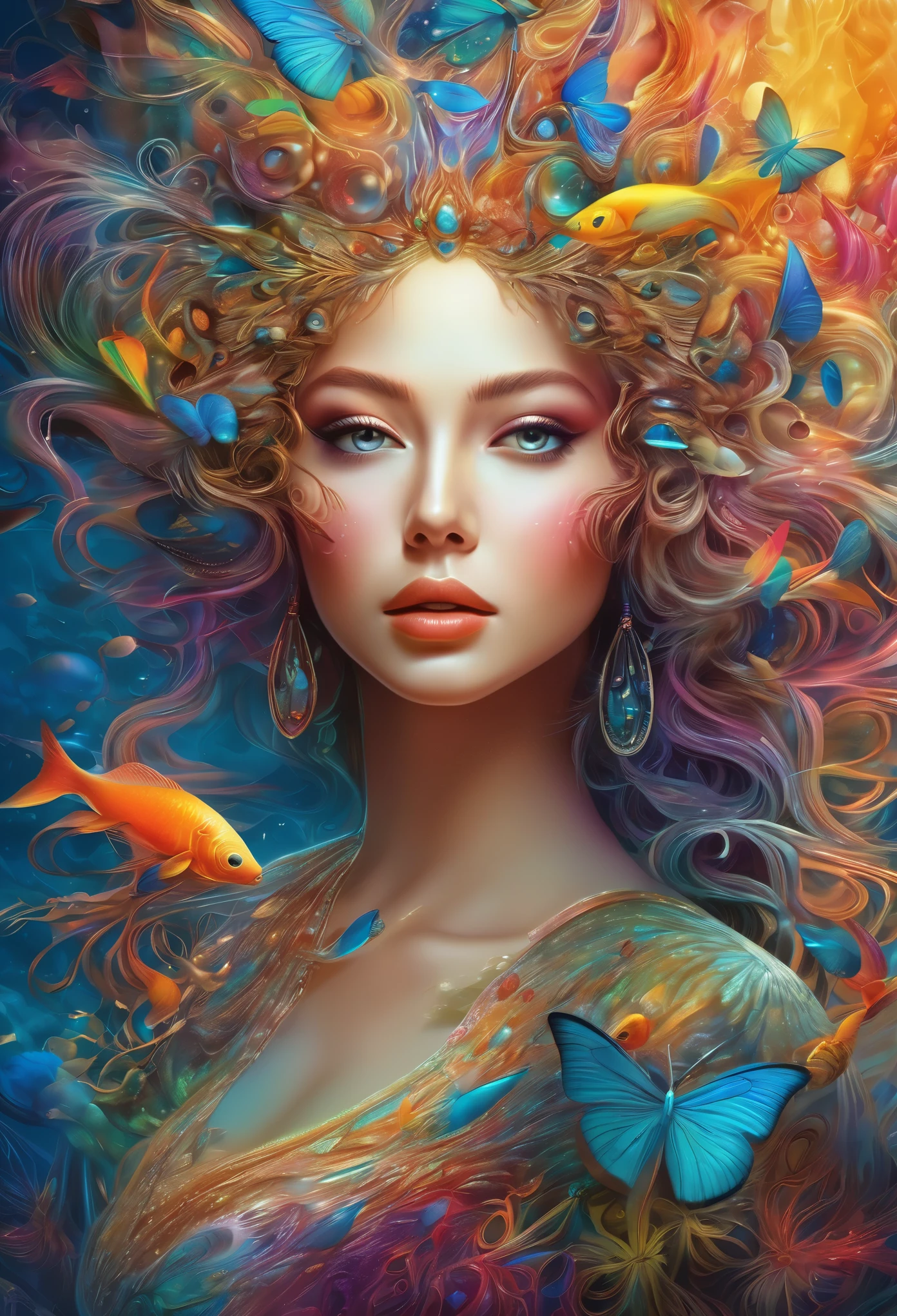 (best quality, ultra-detailed, realistic:1.37), captivating surrealism, mesmerizing female fantasy face, vibrant colors, ethereal atmosphere, intricate details, dream-like composition, otherworldly elements, seamless blend of reality and imagination, mind-bending visual experience, artistic masterpiece.