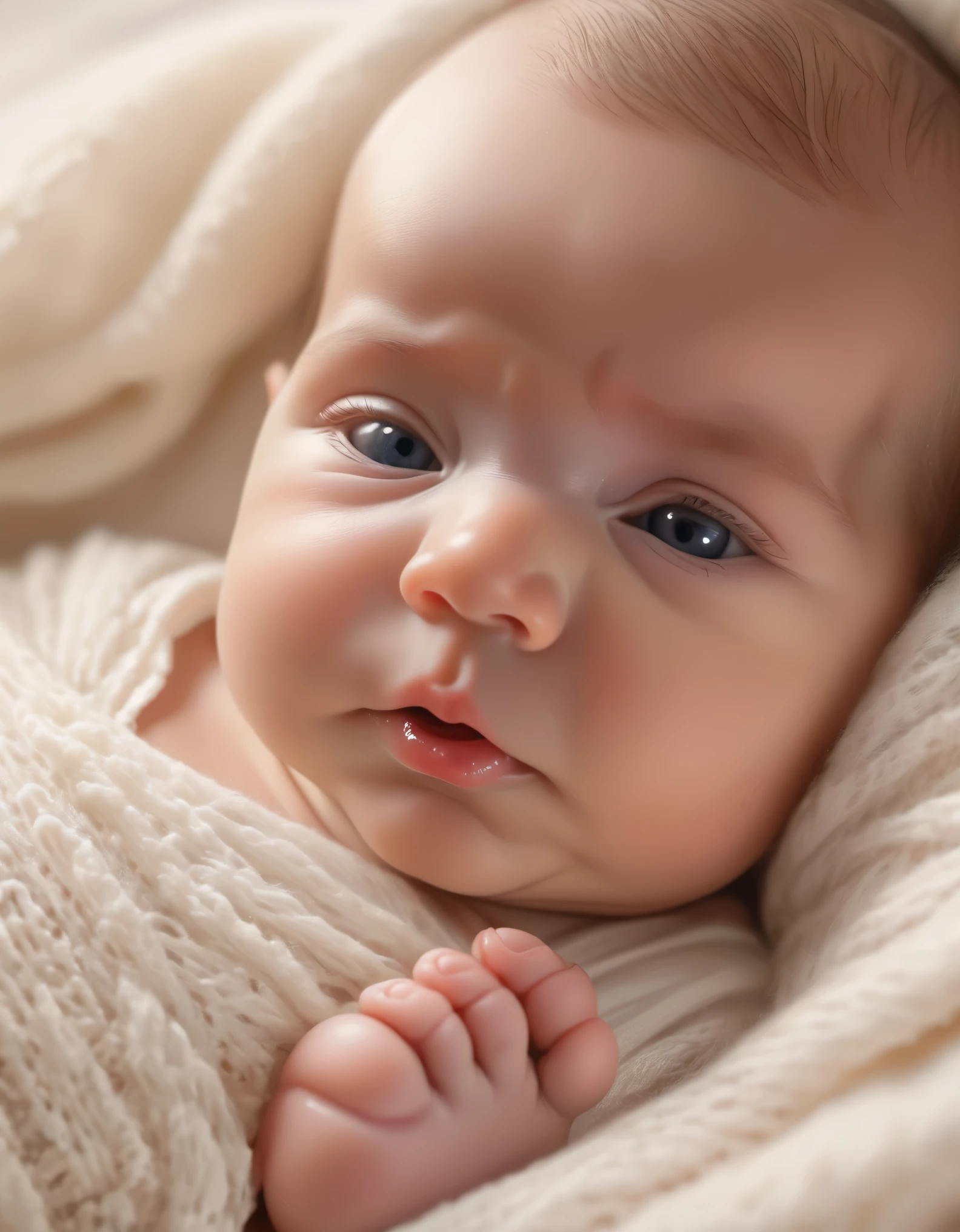 best quality,ultra-detailed,highres,masterpiece:1.2,realistic:1.37,newborn baby crying,cute little baby,newborn details,baby nursery,soft lighting,warm color tones,emotional expression,dimmed background,carefully painted hands and feet,baby's tiny fingers and toes,enchanting eyes and chubby cheeks,soft and delicate skin,baby's innocent vulnerability,little newborn outfit detailed,subtle shadows and highlights,bonding between baby and parent,unforgettable first moments,immaculate innocence,joyful but overwhelming emotions,gentle and tender atmosphere