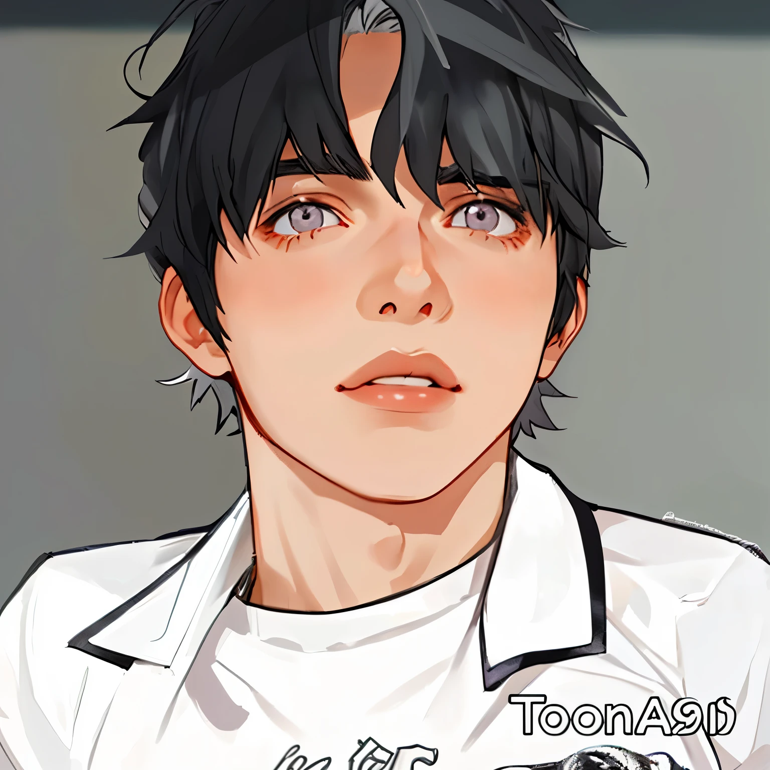 cute boy 19 years old silver hair gray eyes