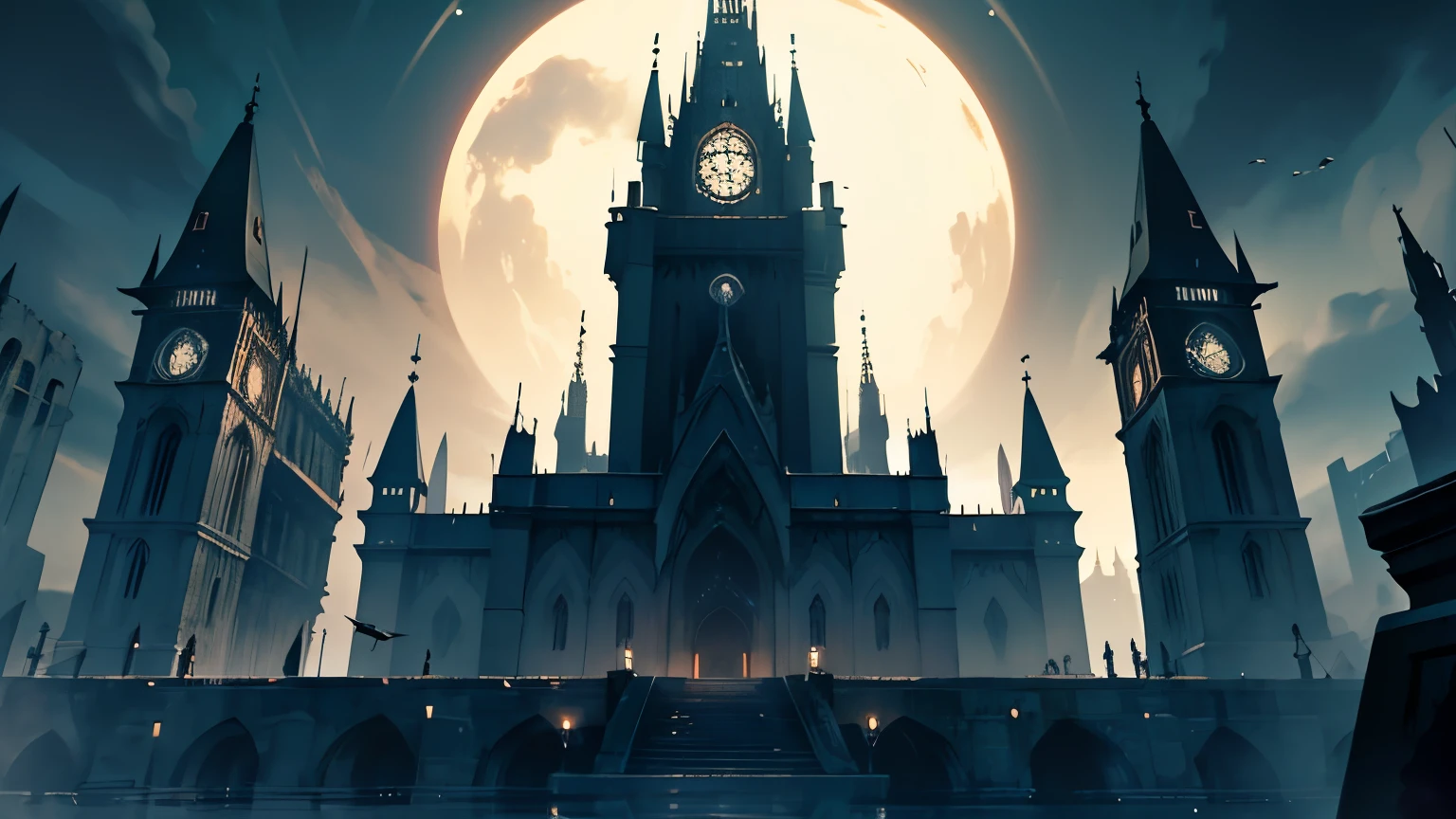 Dark, Romantic, Castle, Gothic, Asthetic, Dark Fantasy, Dark Academia, Night, High details, HD, High Resolution, Masterpiece, 4K