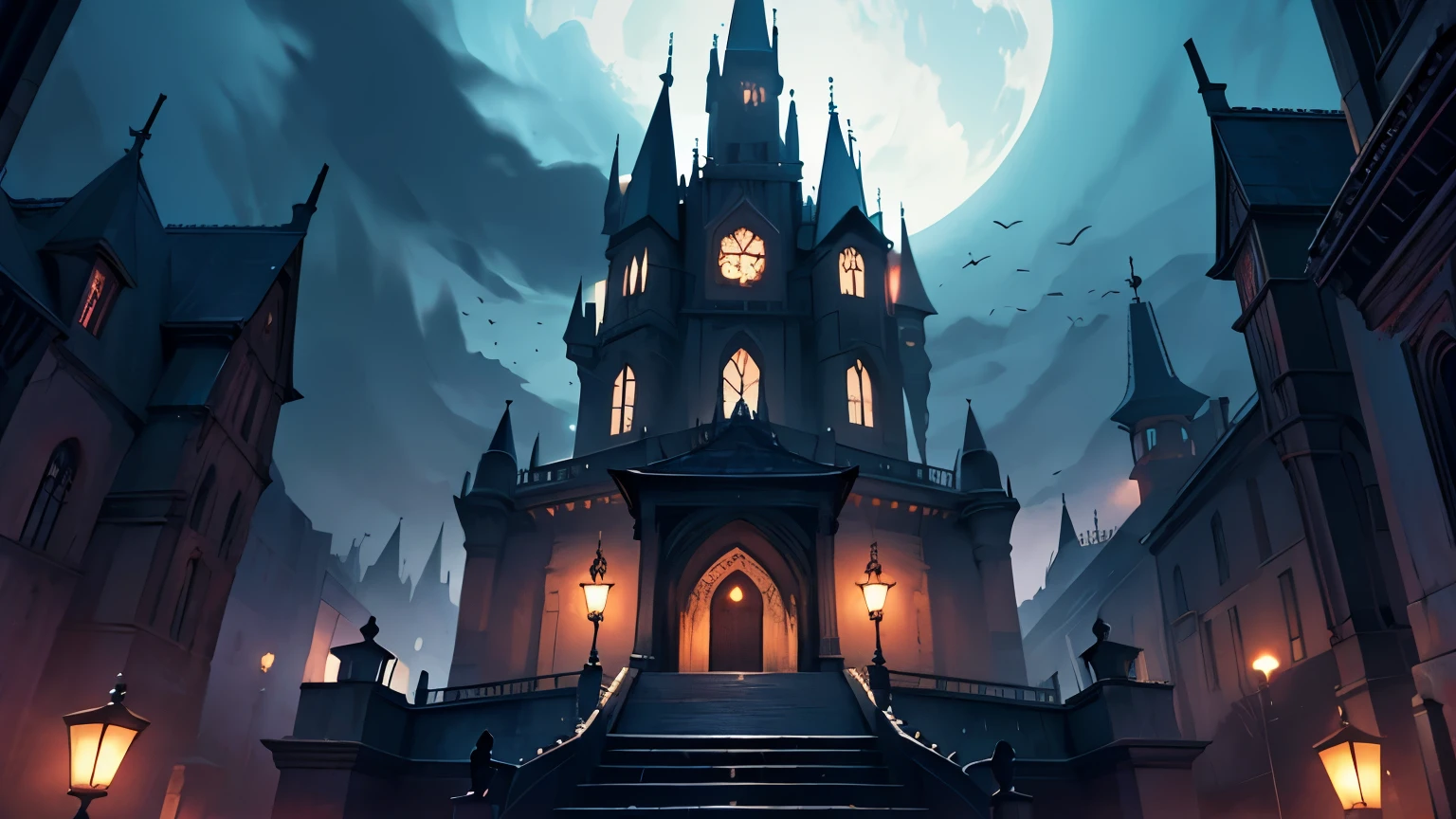 Dark, Romantic, Castle, Gothic, Asthetic, Dark Fantasy, Dark Academia, Night, High details, HD, High Resolution, Masterpiece, 4K