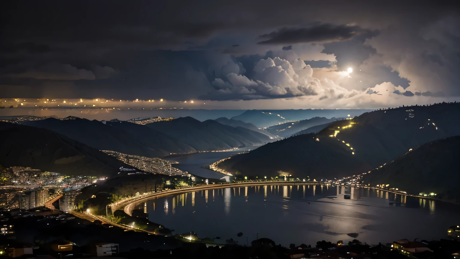 montanhas, um lago com chuva, melhor qualidade, 4K