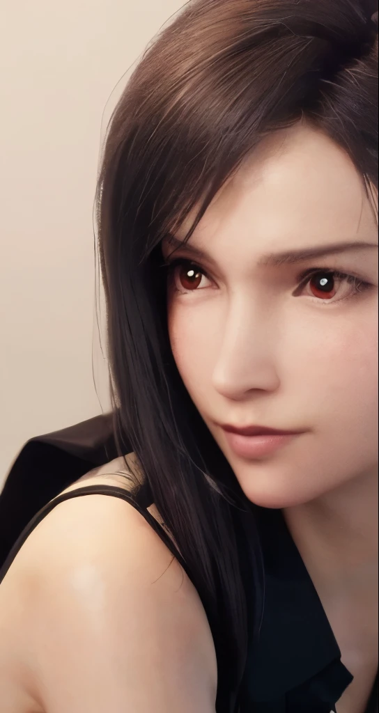(masterpiece、highest quality、photorealistic、High resolution、photograph、:1.3)、Very close up、sharp focus、30 year old mature woman、small face、no makeup、hot models、Highly detailed eyes and pupils、realな肌、slim body shape、short cut hair、dark brown hair、delicate and sexy face、sensual gaze、glossy lips、(He is wearing a white collared shirt with the top button undone.)、small breasts、bust B cup、No bra、pendant wear、((real、超real、real、realなディテール))、cool beauty、sexy style、gray background