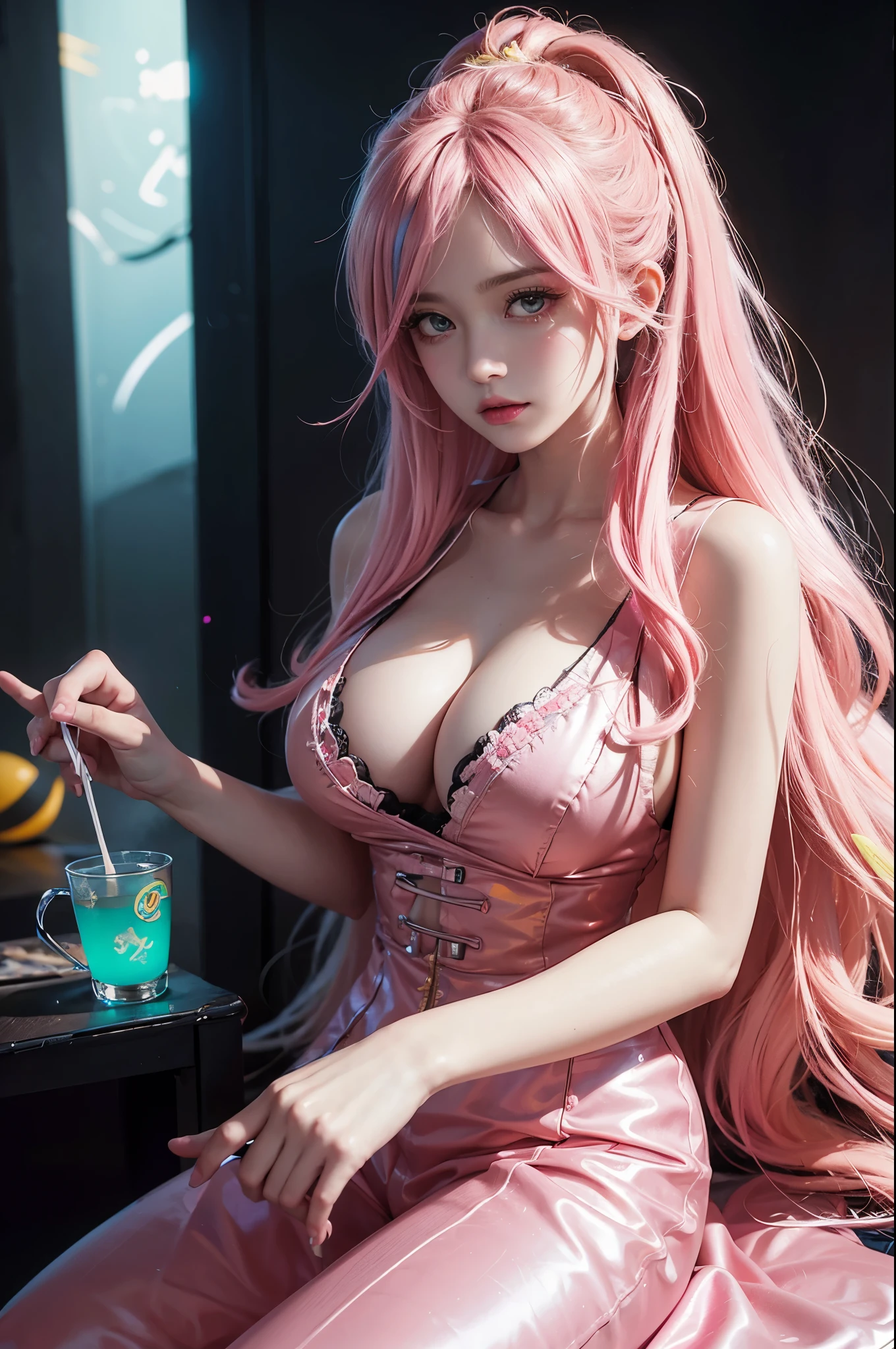 anime big breast_artwork of a, Rococo, Grand_photographed, Polaroid, annoyed_Girl, neonlight_Glowing_Hair, kanon_5D_Mark_4, neonlight_Light, Kodak_Ektar, Flamboyant, Pastel_colours, Curved_Lines, elaborate_detail, Rococo, J's Art.c. Ryan Decker