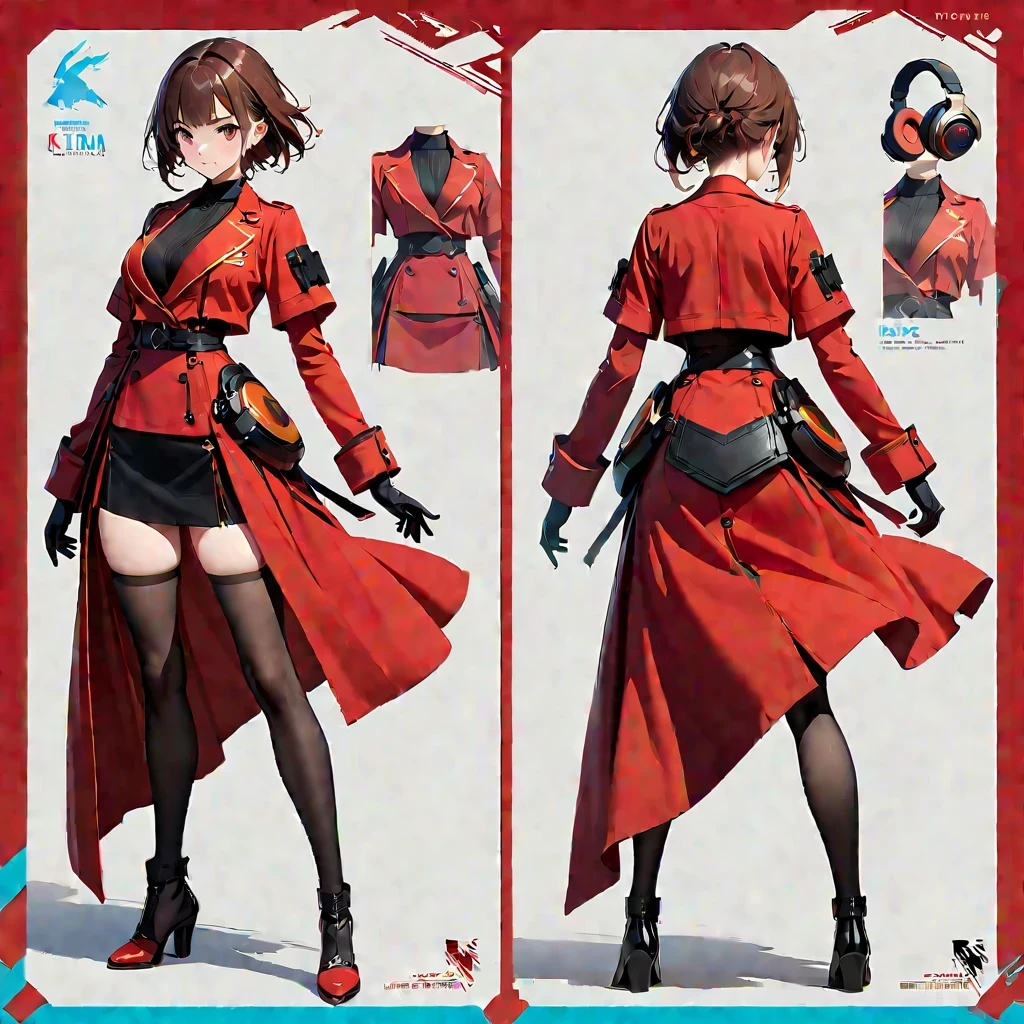 A woman wearing a red suit and black leggings, Poses in a dynamic way, Concept art reminiscent of Ross Tran，and features the main art style of Krenz Cushat，With hints of embryonic concept art. The artwork showcases high-detailed nuances, Especially the ones wearing red uniforms, Inspired by Krenz Cushat and Ross Tran，and incorporates the style of Wojtek Fus. the work captures the essence of conceptual art in high detail, Cast vibrant colors and showcase dynamic poses