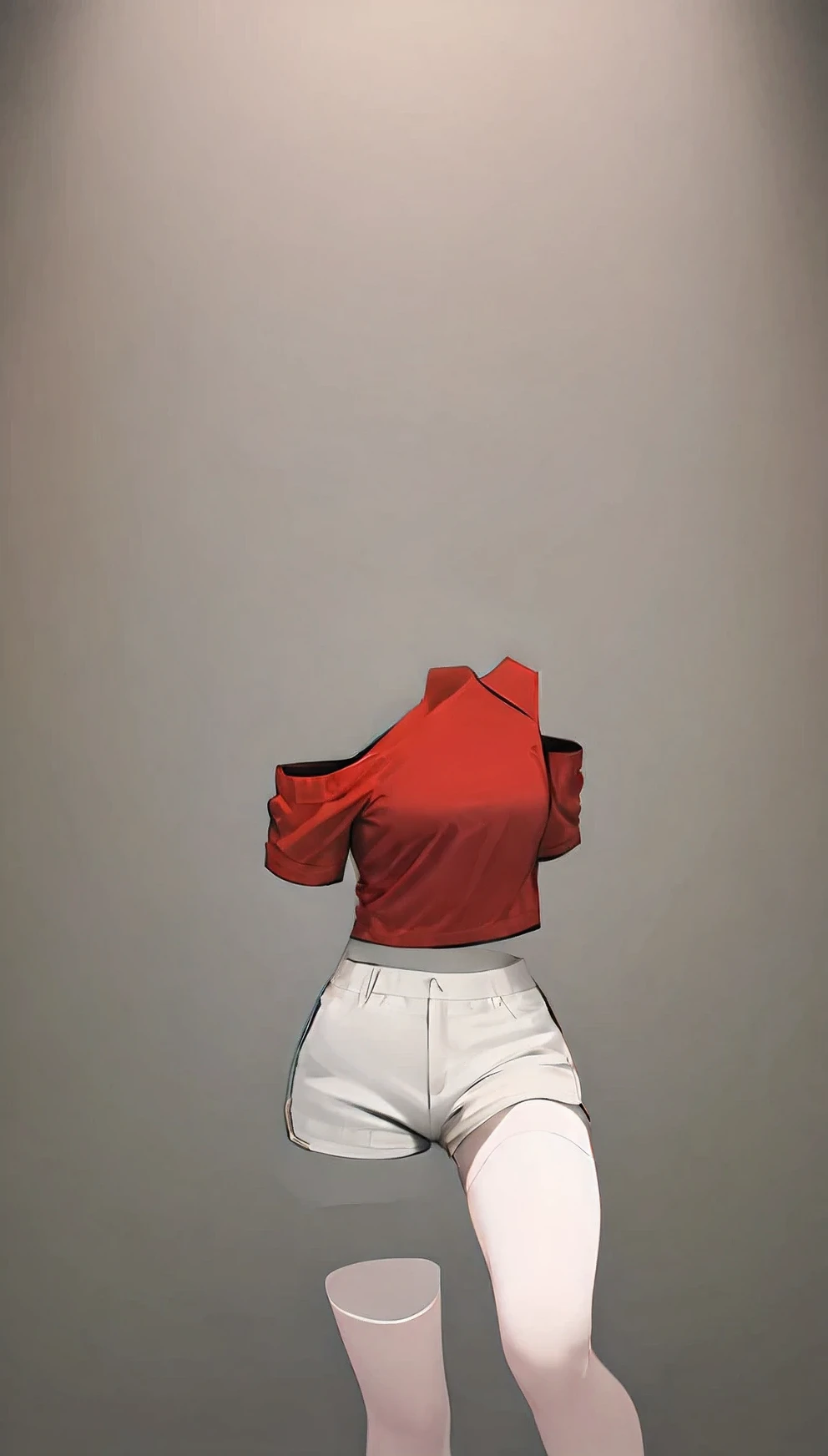 (nobody:1.5),(best quality, masterpiece:1.4), actual, (street, City:1.2), 1 girl, (Korean mixed blood, K-pop idol:1.2), pale skin, (slender figure, thin thighs:1.25), Thigh clearance, side breasts, (White off-shoulder crop top, (Red) underwear, bottomless pit), small (buttocks), crowd, from behind, from below
