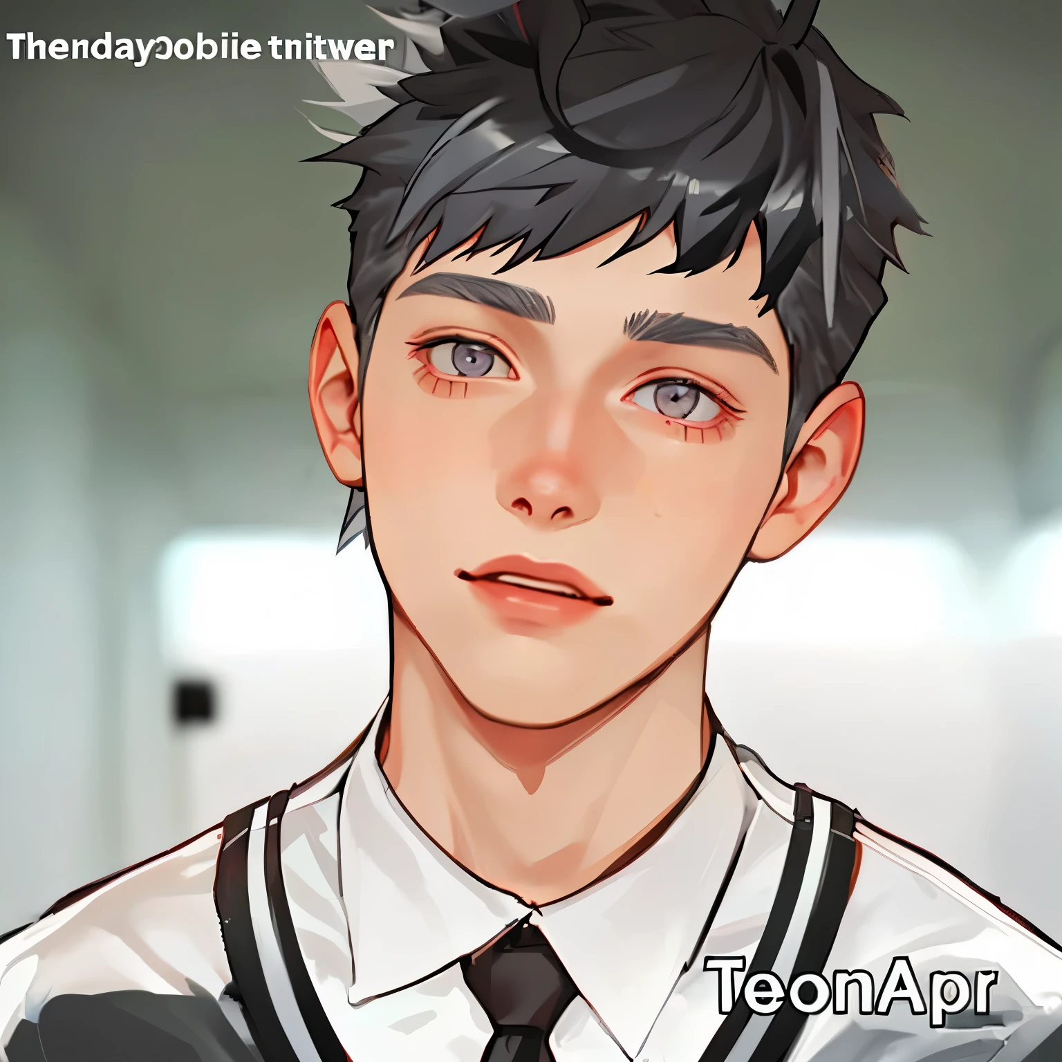 cute boy 19 years old silver hair gray eyes
