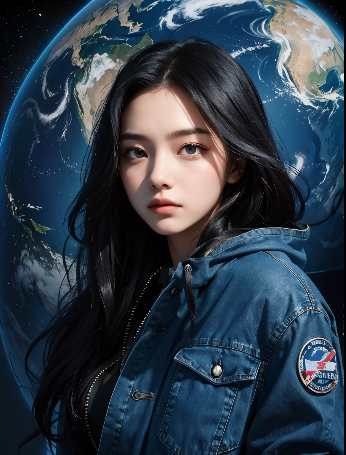 Backpack Boy, Libido boy, Brown messy hair, Astronauts costume, Brown Planet, Friendly alien gray with white, human - shaped, In the sky, only space and rocket stars stop in the background, anime big breast, Super real