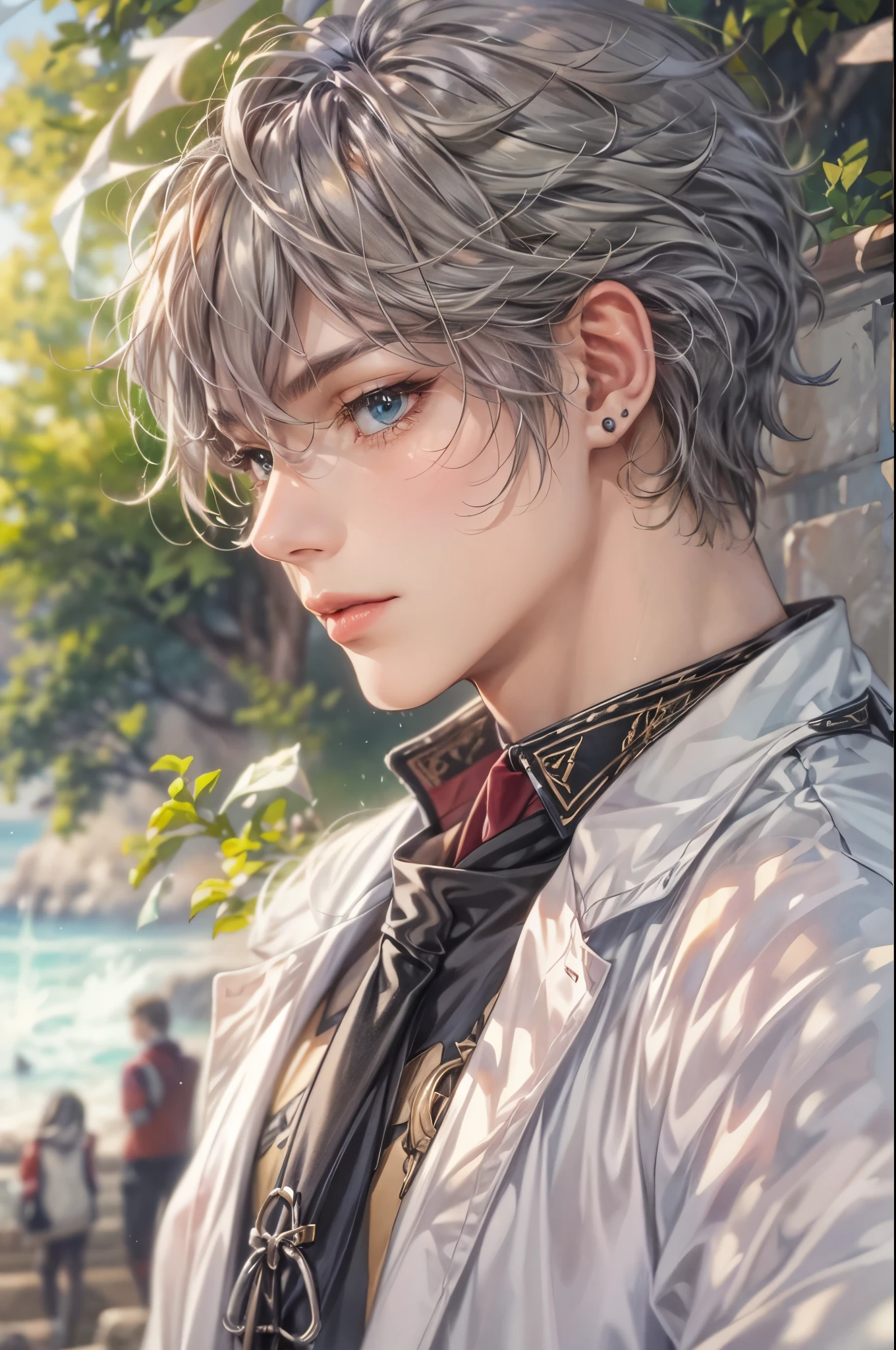 ((Best quality)), ((masterpiece)), (detailed), ((perfect face)), ((halfbody)) a character from Gurimu meisaku gekijō anime anthology in male version, handsome boy with an anime eyes in detailed scenery background 