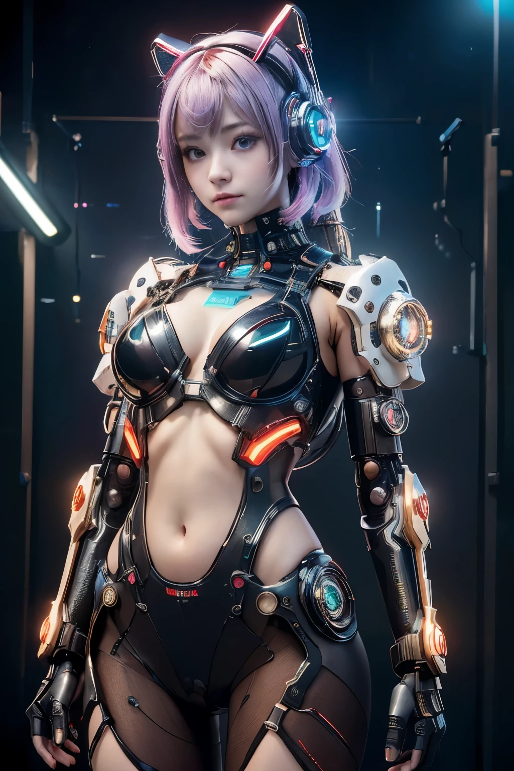 (Highest quality,8k,32ก,Masterpiece,do not have:1.3),Ultra high resolution,(Virtual image:1.4),raw photos, cyberpunk girl, Cute face details, cyberpunk hair, cyberpunk fashion, The clothes are very detailed., half body shot,
,cyberpunk city background, background light effect, lens flare, depth of field,CBPKV5