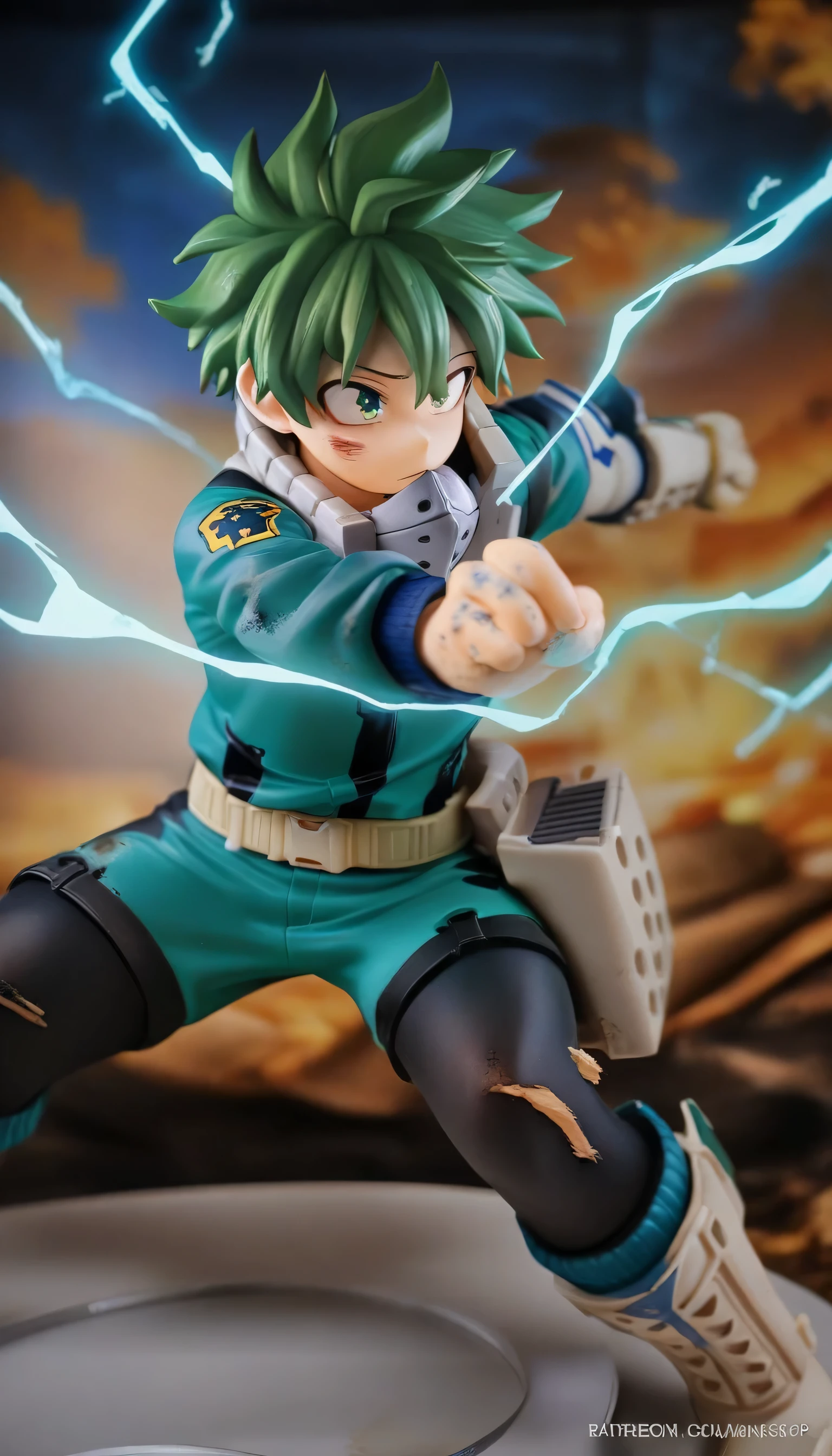 1 boy, male focus, Izuku Midoriya, my hero academia, Injuried, electricity,, masterpiece, best quality, very aesthetic, Ridiculous