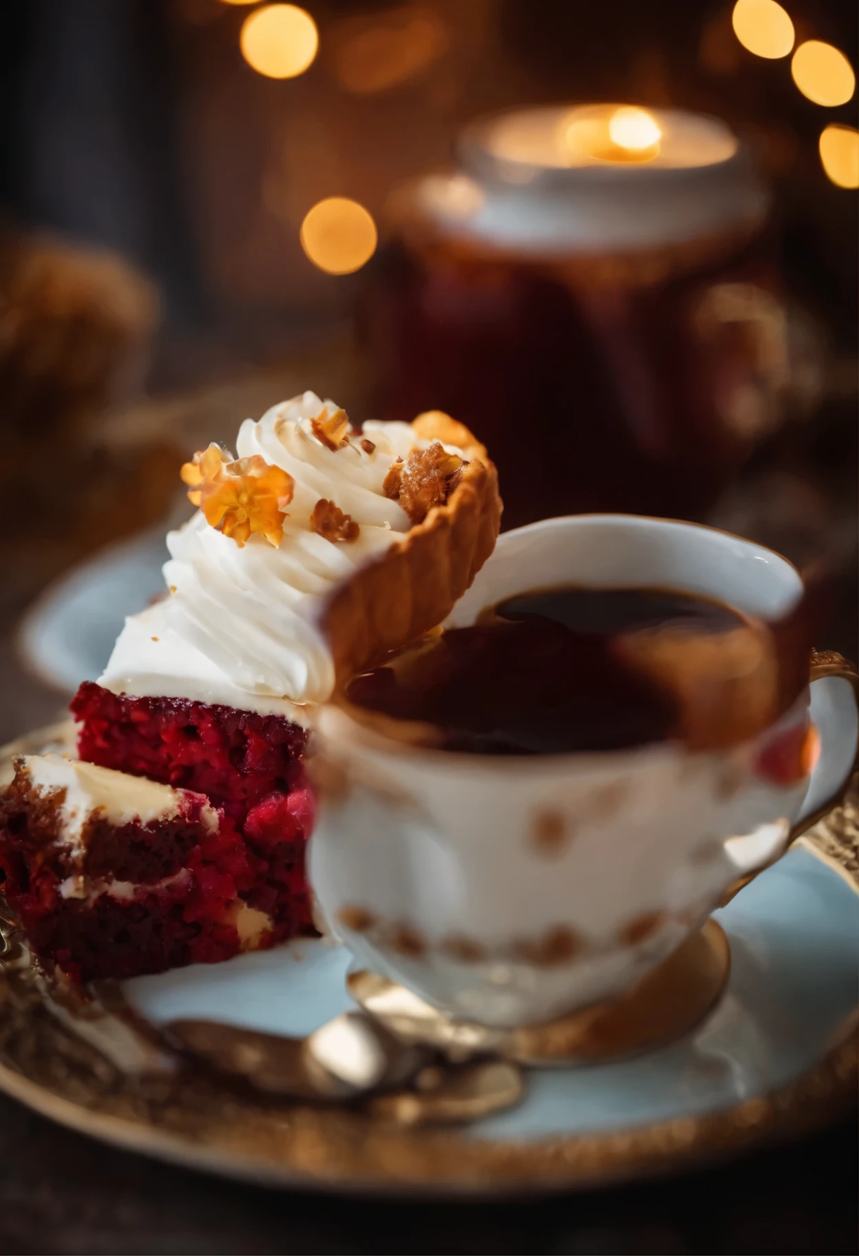cup of coffee on the table with cake