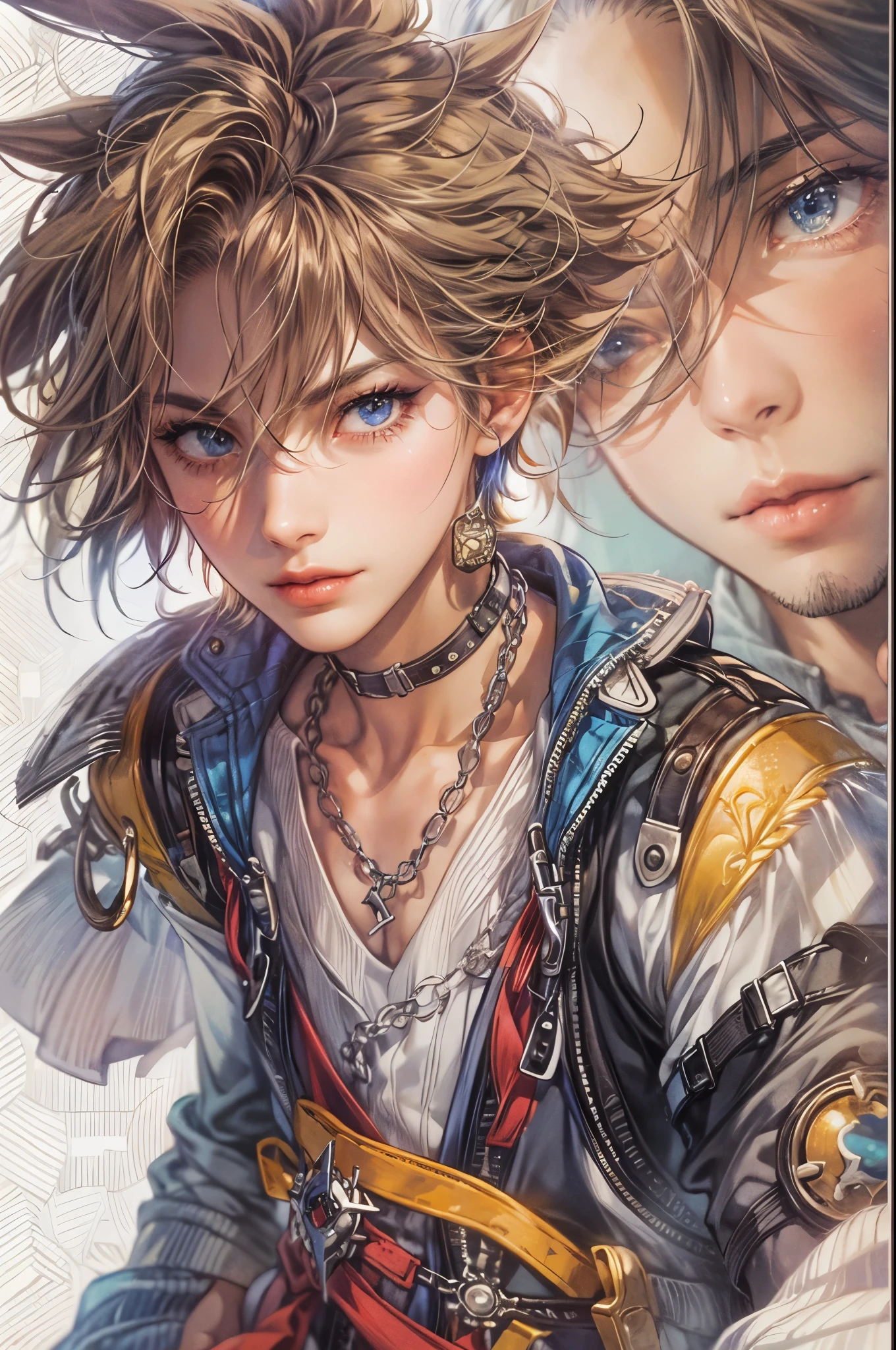 ((Best quality)), ((masterpiece)), (detailed), ((perfect face)), ((halfbody)) handsome boy kingdom hearts character