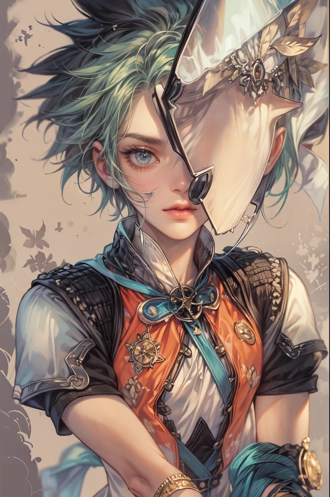 ((Best quality)), ((masterpiece)), (detailed), ((perfect face)), ((halfbody)) handsome boy kingdom hearts character