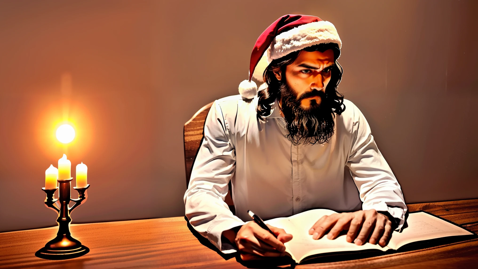Homem, jesus cristo com seu povo ao redor sentados na mesa com a santa ceia, ar misterioso e luz suave