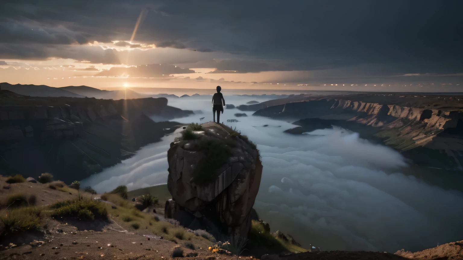 Eu gostaria de um de alta qualidade, cinematic, 4K image that illustrates the risks and opportunities faced by the public body, bem como suas perspectivas futuras. The image must find a balance between challenges and opportunities, representing the search for solutions and innovation.
