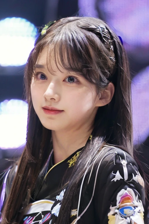 Match mariaM,live-action,4k,20 year old female,Idol,face close-up alone,black hair,long hair,stage
