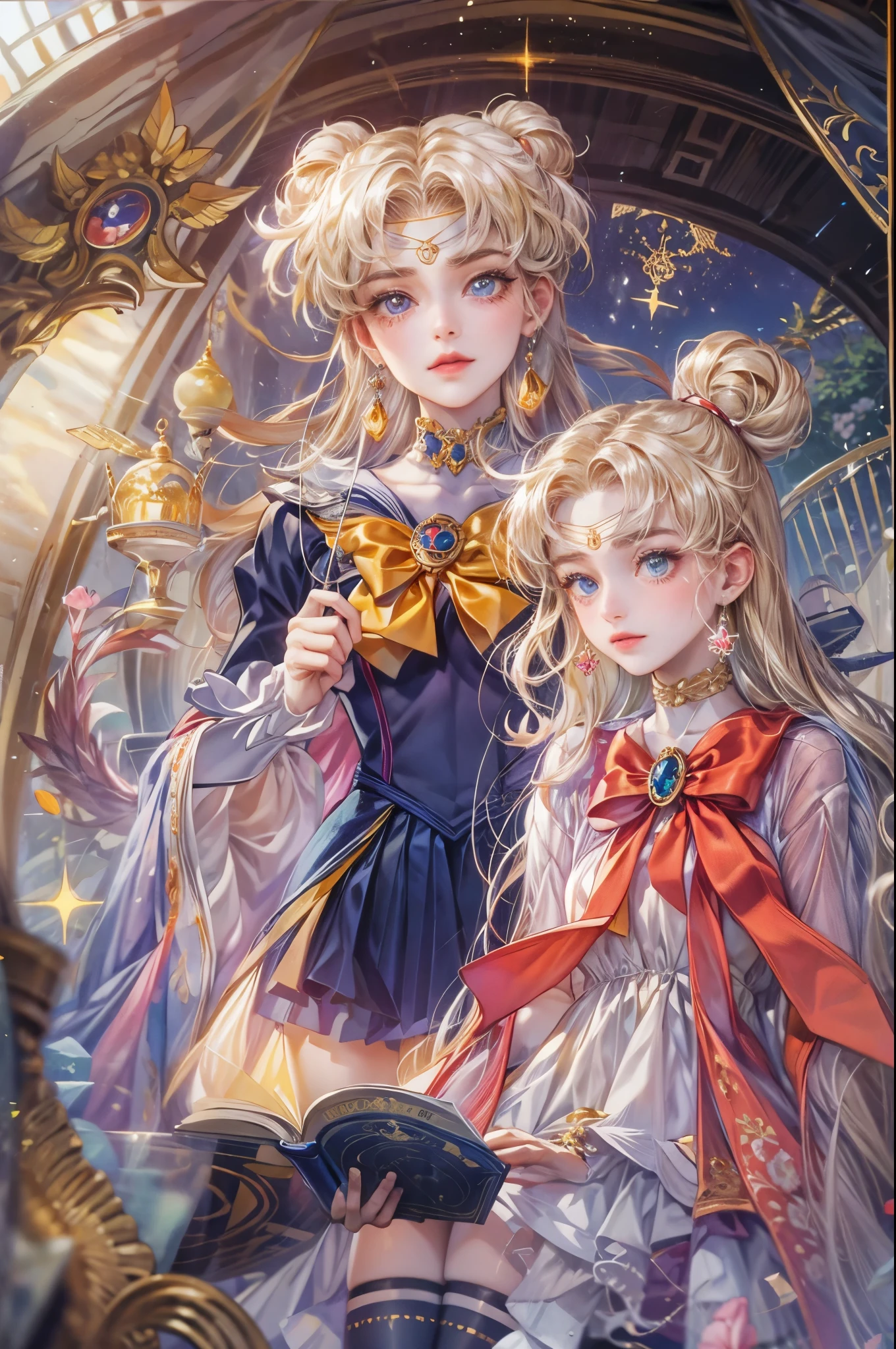((Best quality)), ((masterpiece)), (detailed), ((perfect face)), ((halfbody)) ((Sailor Moon Villain: The Witches 5))in Disneyland