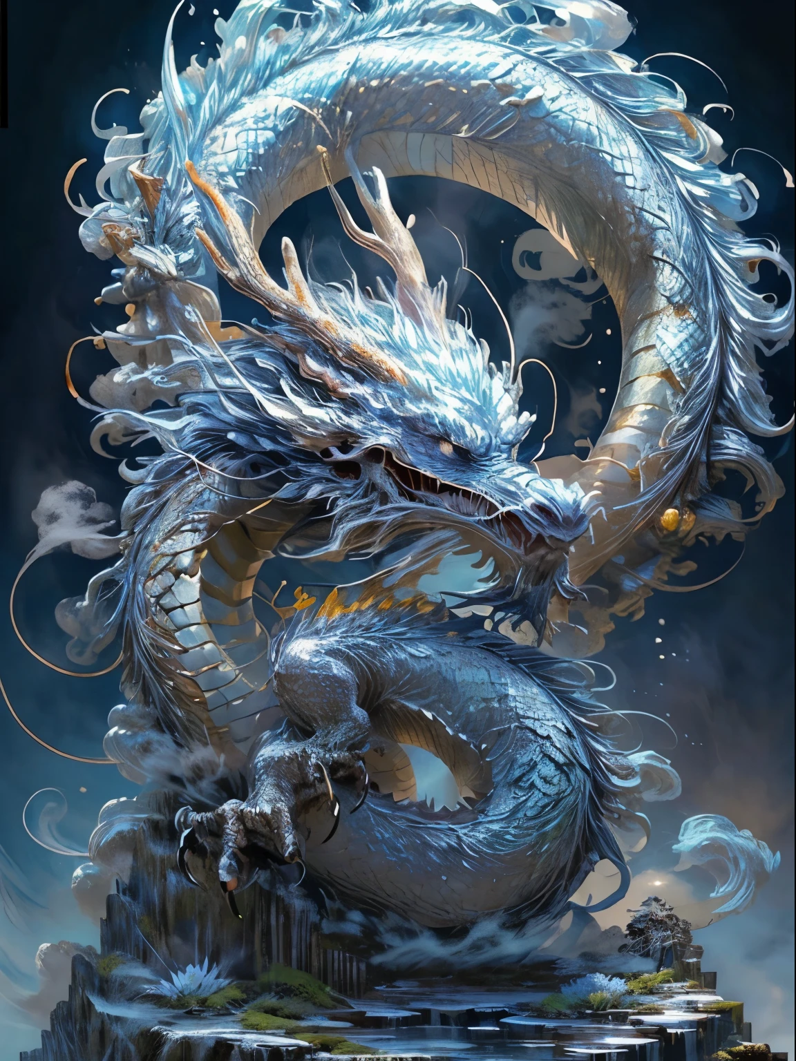 (Raw photo, highest quality), (Realism, Realism: 1.3), The dragon is holding a crystal in his right hand, NVIDIA RTX Ray Tracing, Octane Rendering, High Resolution, Very Delicate and Beautiful, Best, Detailed, Masterpiece , Ultra Detail, Tall, (Best Illustration), (Best Color), Complex, No Beard, Delicate Face, Gentle Face, Entering the Clouds, Lilac Dragon, The Dragon is Holding a Crystal in His Right Hand ,The background is a light blue flower garden, Immortal, In front of a huge white Chinese Rong, (Ron: 1.4), Clouds, Harsh, Mountains, Sun setting, Sharp focus, Perfect composite, Fantasy, Complex, Majestic, Detailed, Volume Fog, 8K UHD, DSLR, High Quality, (Film Grain: 1.4), FujifilmXT3 Film, Art Station, Smooth, Sharp Focus, Detail, Award-Winning Photo, BLN-L24, High Definition, Cinema Weight loss.