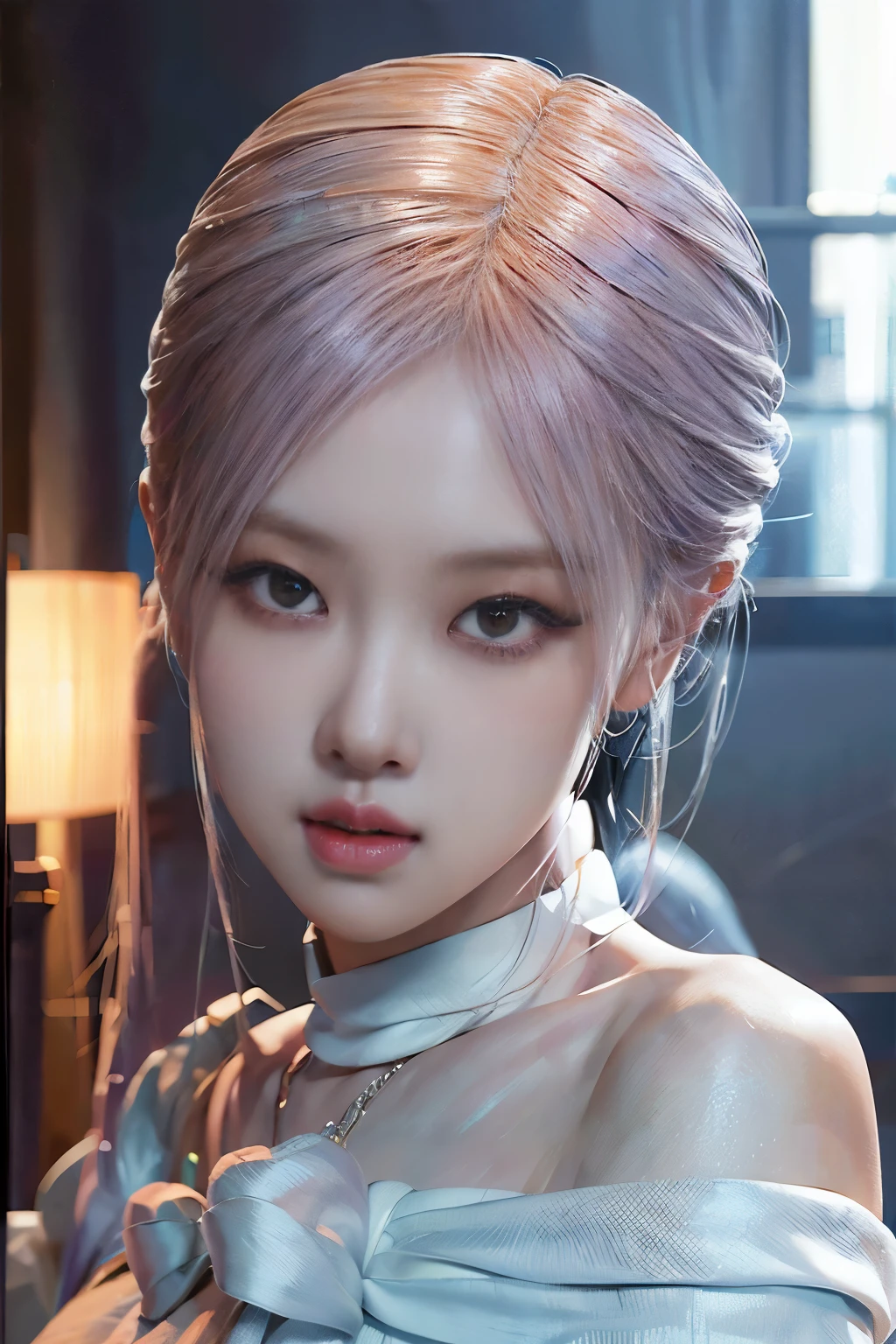 Rose from blackpink, all body picture, camera in distant, pink hair, (full body), standing in casual clothes , no background, , detailed eyes and lips, long eyelashes, beautiful detailed face, realistic posing, studio lighting, vivid colors, ultra-fine painting, professional,full length, Drenched hair, (masterpiece, best quality, award winning, highres), skinny, intricate and beautiful design, highly detailed beautiful face, super detailed beautiful eyes, light smile, windy, sun lights, fantasy art, dynamic lighting, cinematic lighting, hyper realistic, extremely CG detail, octane render, (artistic + masterpiece:1.4), (incredibly detailed eyes), (8k, Photorealistic, Photo RAW, Best quality: 1.4), (UHD), (Ultra high realism), (Ultra high definition), (Ultra high detail), (Realistic face), Beautiful hairstyle, Realistic bright amber eyes, Beautiful details, (Realistic skin), Pale, smooth and luminous skin with iridescent shine and no imperfections, Ultra high definition, Ultra realistic, Highly detailed