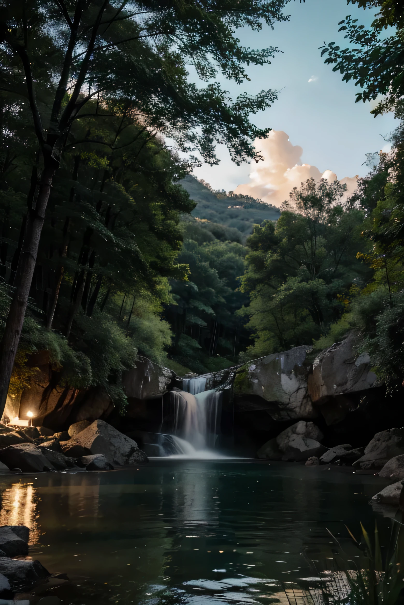 generate HD image relaxing in beautiful nature at evening time