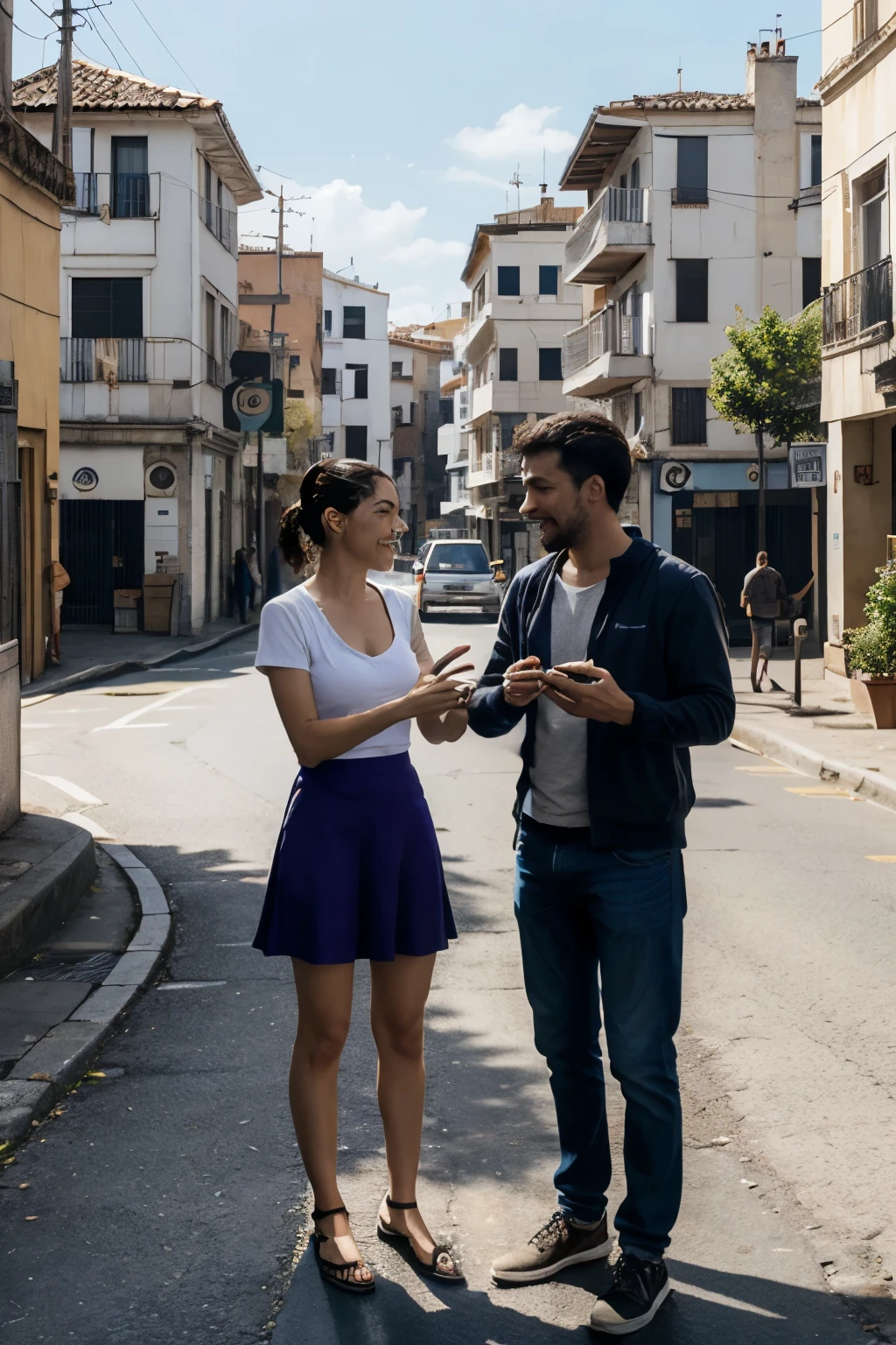 Imagen de fondo: Una escena urbana con personas utilizando diferentes servicios y productos
