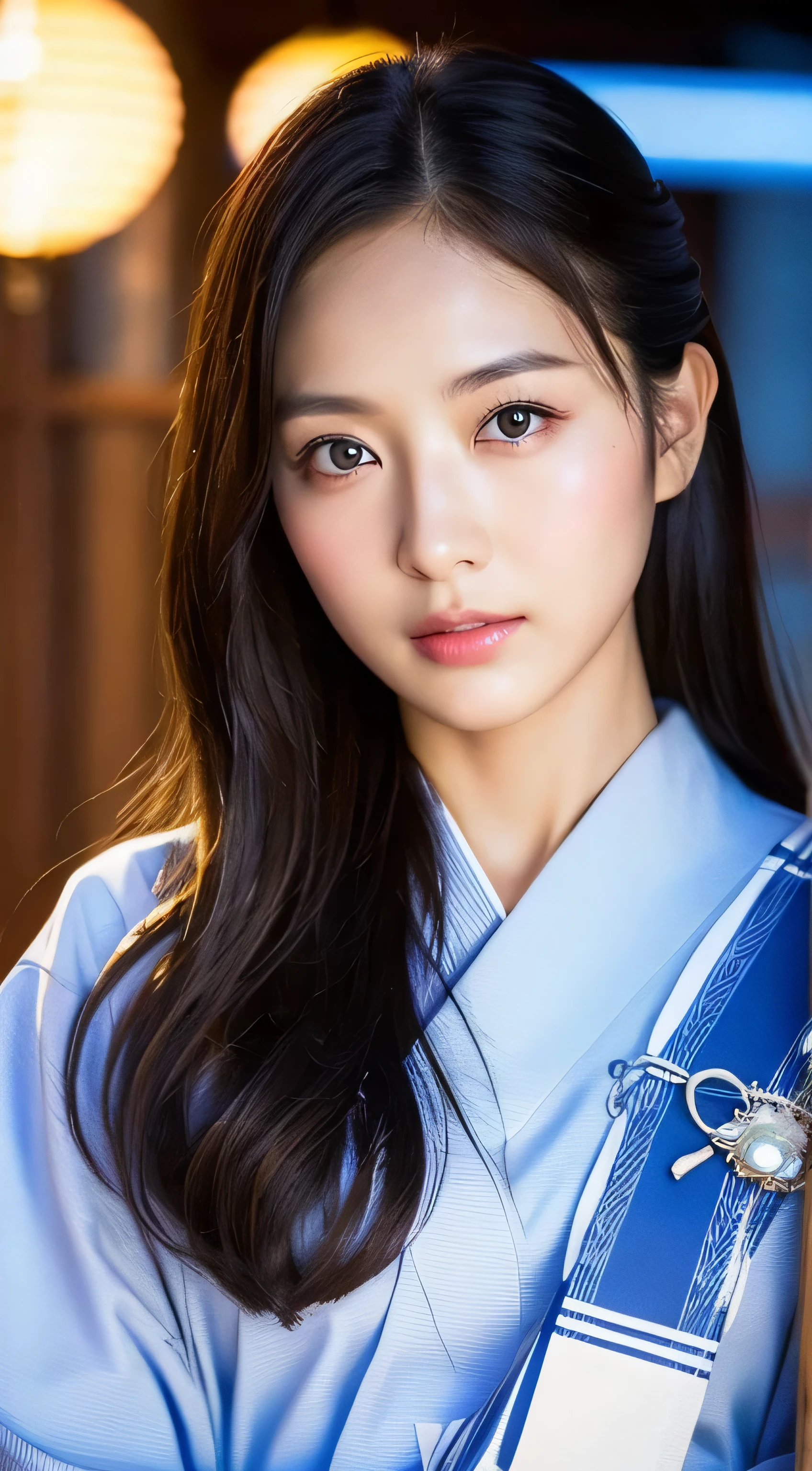((highest quality, 10, masterpiece: 1.3)), crisp focus: 1.2, (Super beautiful face..: 1.0), (Beauty: 1.0), (oily shiny skin: 1.0), hyper realistic photography, Black Hair, realistic pupils, Video Lights, High-resolution eyes and faces, Video Lights, (cowboy shot: 1.3), kimono, Hakama, Obi, (cute japenese actress), In nature, comfortable, looking at the audience, head for, detailed view of face and facing the camera and looking at camera, ultra detailed face