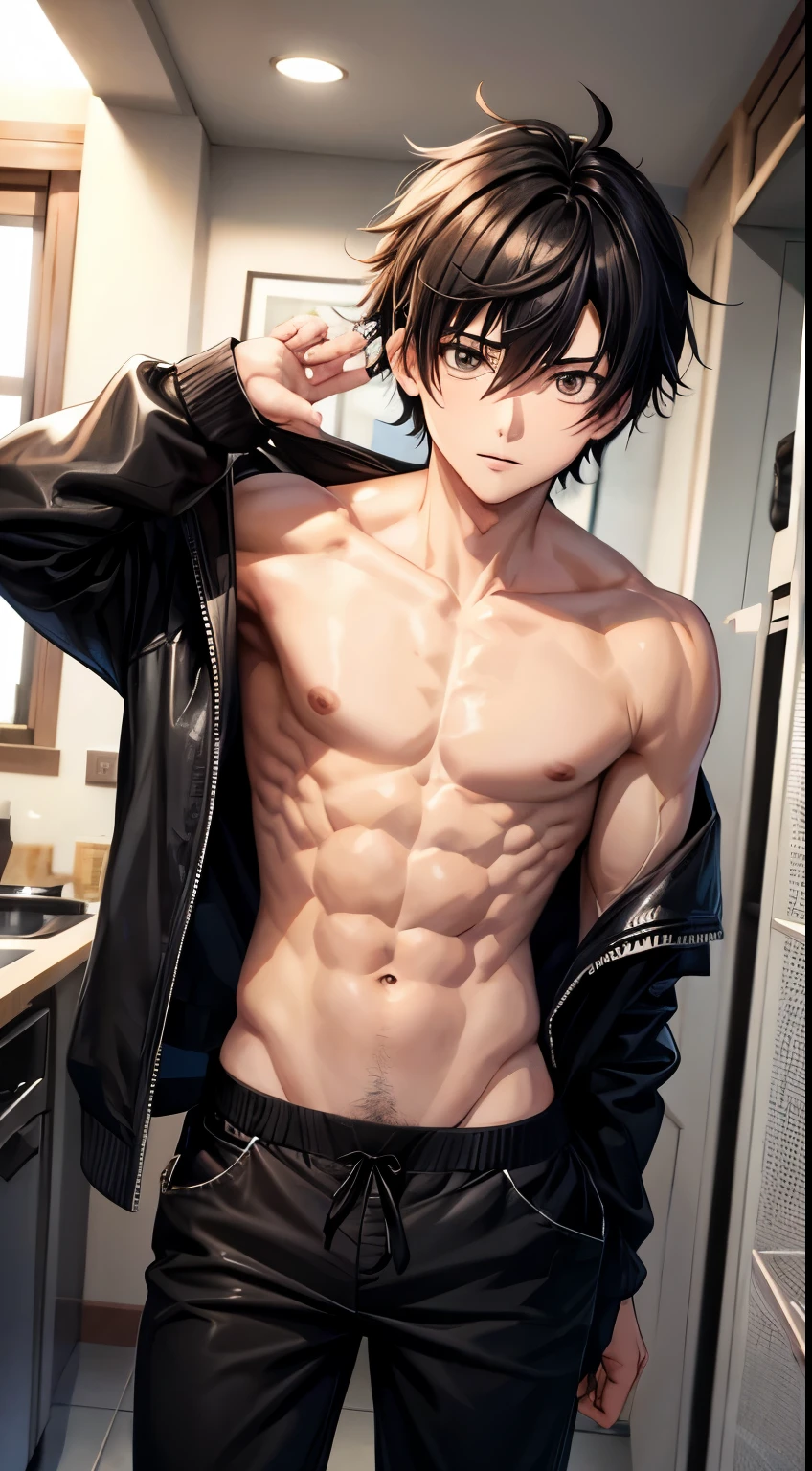 Anime guy nacked torso
Black hair and brown eyes
Hot guy