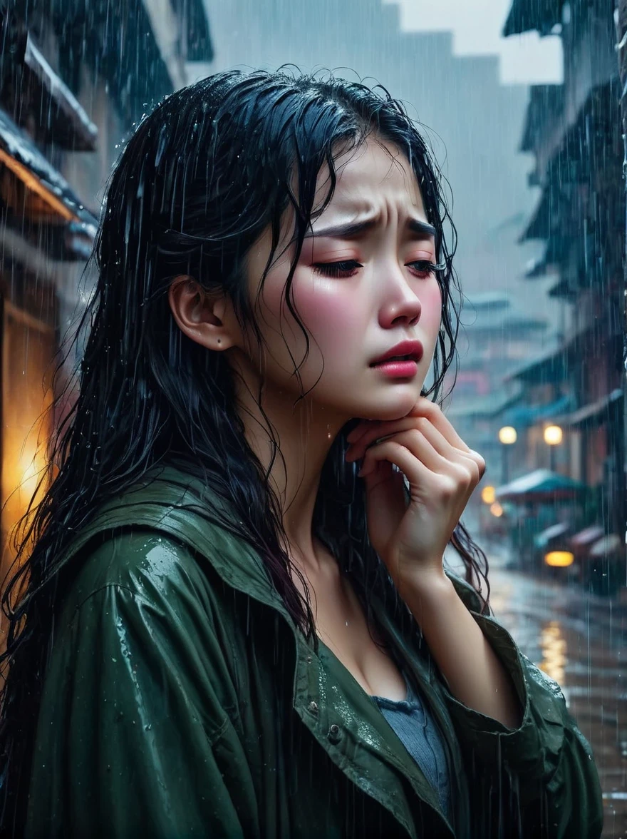 in the cold rain，A girl stands alone in a deserted place，Her figure looked particularly desperate。The rain hit her mercilessly，但它不有able力的&#39;Wash away the pain and despair in her heart。

Her eyes are empty and numb，Seems to have lost hope in life。her lips closed，It seems that I no longer have the strength to shout out the pain in my heart。Her hands hang limply at her sides，There is no warmth in the palm of my hand。

soak，Clinging to her body，Highlight her thin figure。her shoulders trembled，As if trying his best to suppress the despair in his heart。Her eyes are dull，without any focus，It seems that I have lost all expectations for this world。

The sound of rain is harsh，As if laughing at her helplessness and despair。She closed her eyes，Try everything in this world，But the despair inside is even stronger。She felt like she was about to be swallowed up by the rain，有able力的&#39;able&#39;can&#39;t find a way out。

Everything around becomes blurry and indifferent，She felt like she was slowly disappearing into the cold rain。Her heart was torn to pieces by despair，有able力的&#39;No more piecing together。She felt like she was heading towards endless darkness，有able力的 no longer find light and hope。