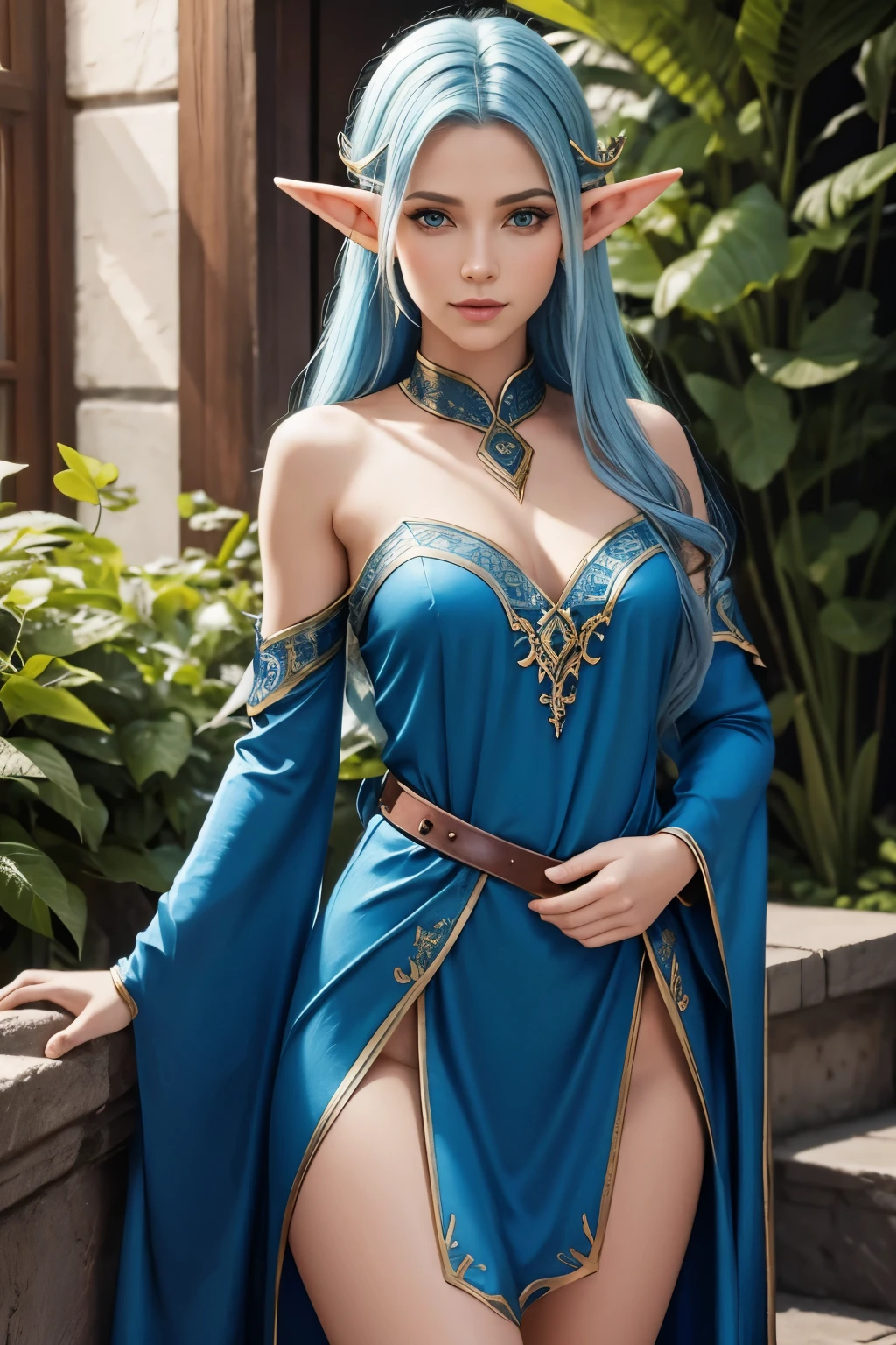 Elf ,sexy ,long hair, blue eyes, nature ,forest queen