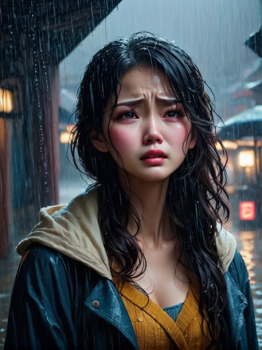 in the cold rain，A girl stands alone in a deserted place，Her figure looked particularly desperate。The rain hit her mercilessly，但它不有able力的&#39;Wash away the pain and despair in her heart。

Her eyes are empty and numb，Seems to have lost hope in life。her lips closed，It seems that I no longer have the strength to shout out the pain in my heart。Her hands hang limply at her sides，There is no warmth in the palm of my hand。

soak，Clinging to her body，Highlight her thin figure。her shoulders trembled，As if trying his best to suppress the despair in his heart。Her eyes are dull，without any focus，It seems that I have lost all expectations for this world。

The sound of rain is harsh，As if laughing at her helplessness and despair。She closed her eyes，Try everything in this world，But the despair inside is even stronger。She felt like she was about to be swallowed up by the rain，有able力的&#39;able&#39;can&#39;t find a way out。

Everything around becomes blurry and indifferent，She felt like she was slowly disappearing into the cold rain。Her heart was torn to pieces by despair，有able力的&#39;No more piecing together。She felt like she was heading towards endless darkness，有able力的 no longer find light and hope。