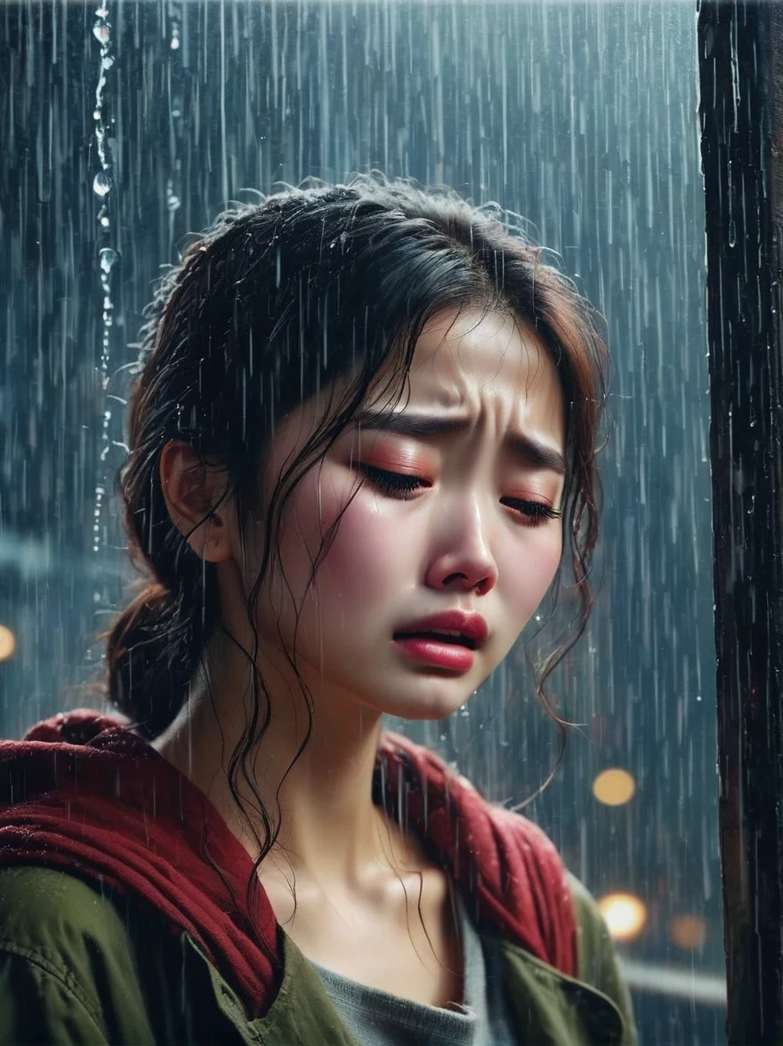in the cold rain，A girl stands alone in a deserted place，Her figure looked particularly desperate。The rain hit her mercilessly，但它不有able力的'Wash away the pain and despair in her heart。

Her eyes are empty and numb，Seems to have lost hope in life。her lips closed，It seems that I no longer have the strength to shout out the pain in my heart。Her hands hang limply at her sides，There is no warmth in the palm of my hand。

soak，Clinging to her body，Highlight her thin figure。her shoulders trembled，As if trying his best to suppress the despair in his heart。Her eyes are dull，without any focus，It seems that I have lost all expectations for this world。

The sound of rain is harsh，As if laughing at her helplessness and despair。She closed her eyes，Try everything in this world，But the despair inside is even stronger。She felt like she was about to be swallowed up by the rain，有able力的'able'can't find a way out。

Everything around becomes blurry and indifferent，She felt like she was slowly disappearing into the cold rain。Her heart was torn to pieces by despair，有able力的'No more piecing together。She felt like she was heading towards endless darkness，有able力的 no longer find light and hope。